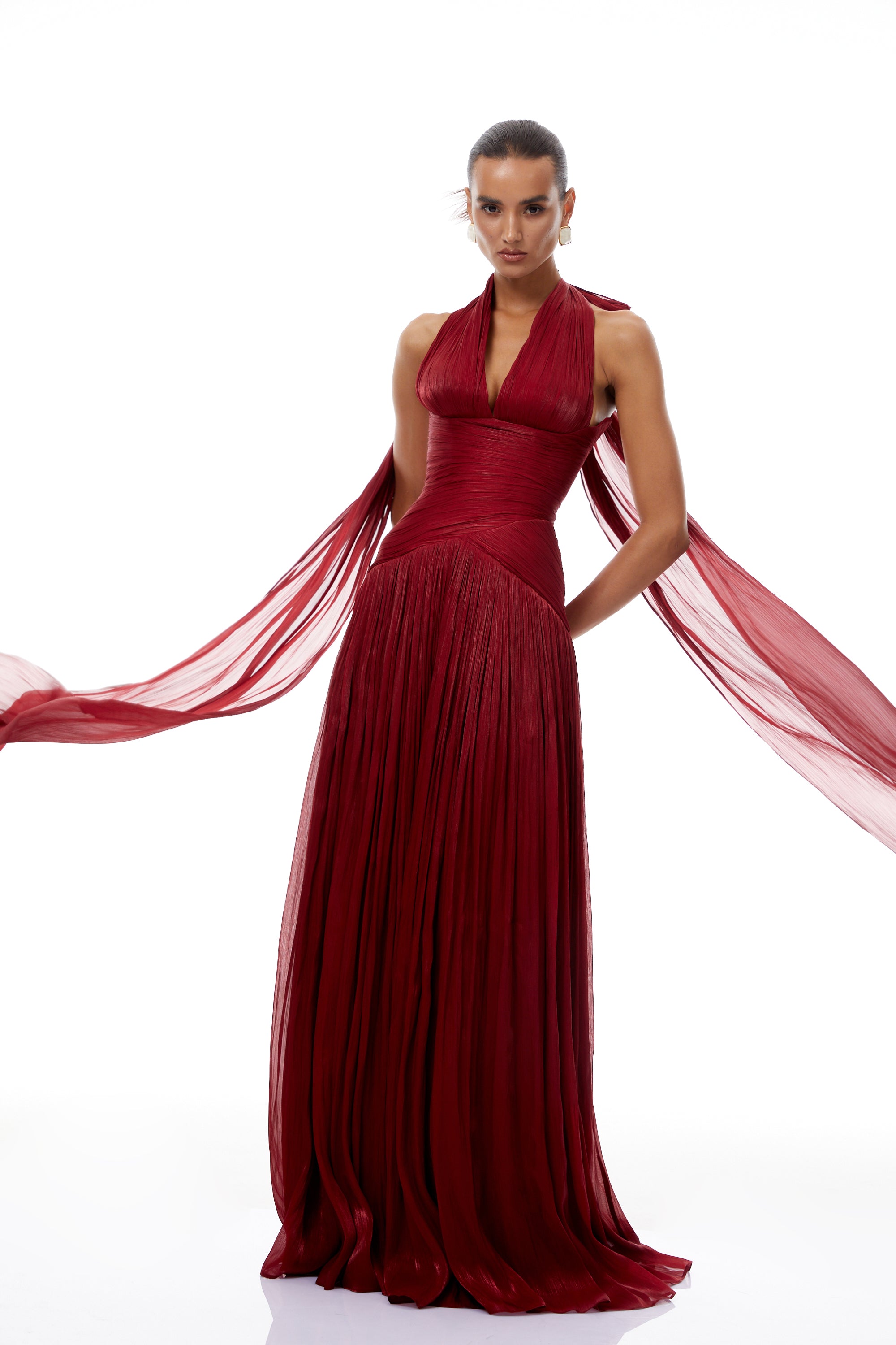スーツ・フォーマル・ドレス Miss Rosier Uranie Maxi Dress Uranie Red Gathered Maxi Dress – Miss Rosier - Women's Online Boutique