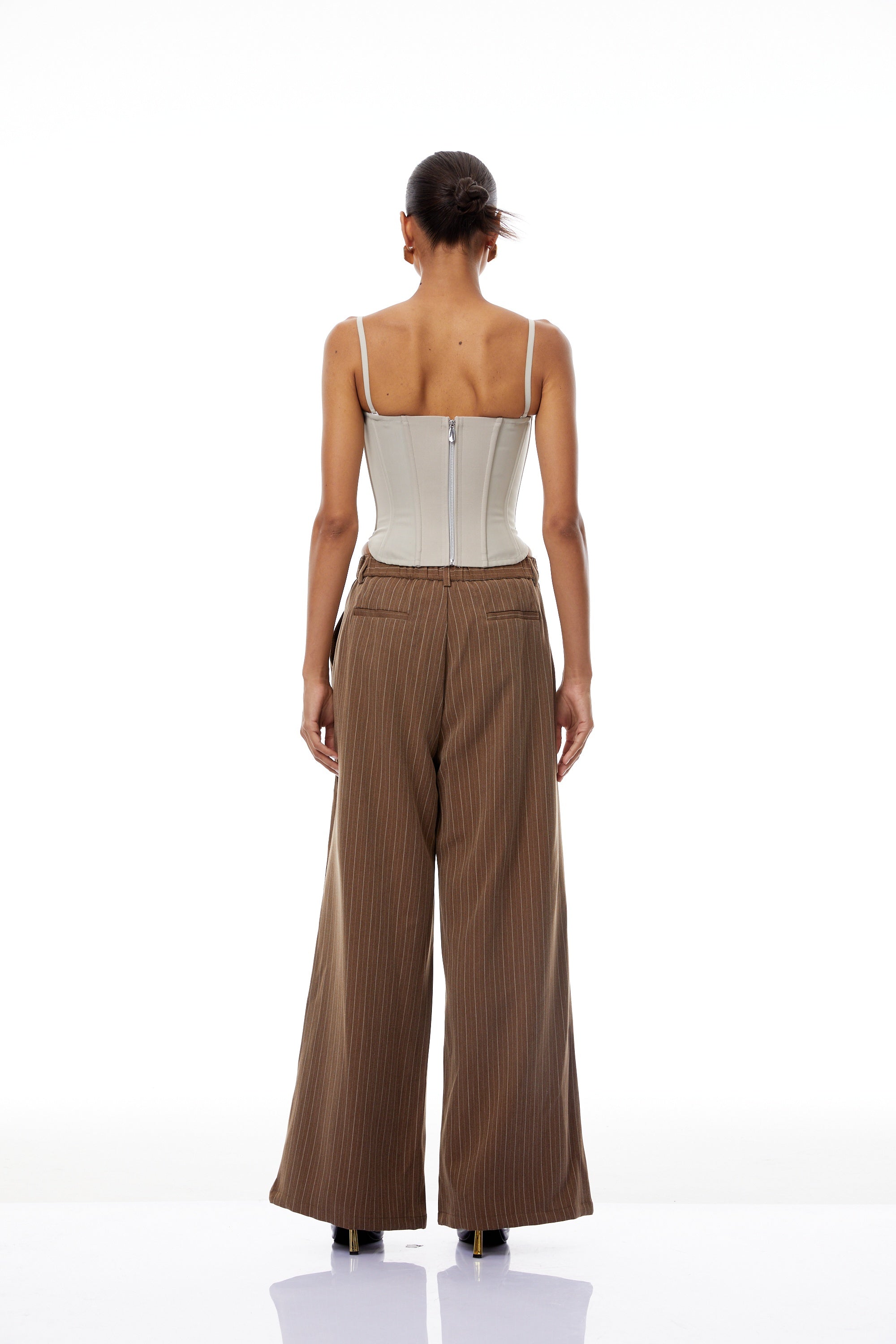 Virág Grey Stripe Panel Corset Top – Miss Rosier - Women's Online
