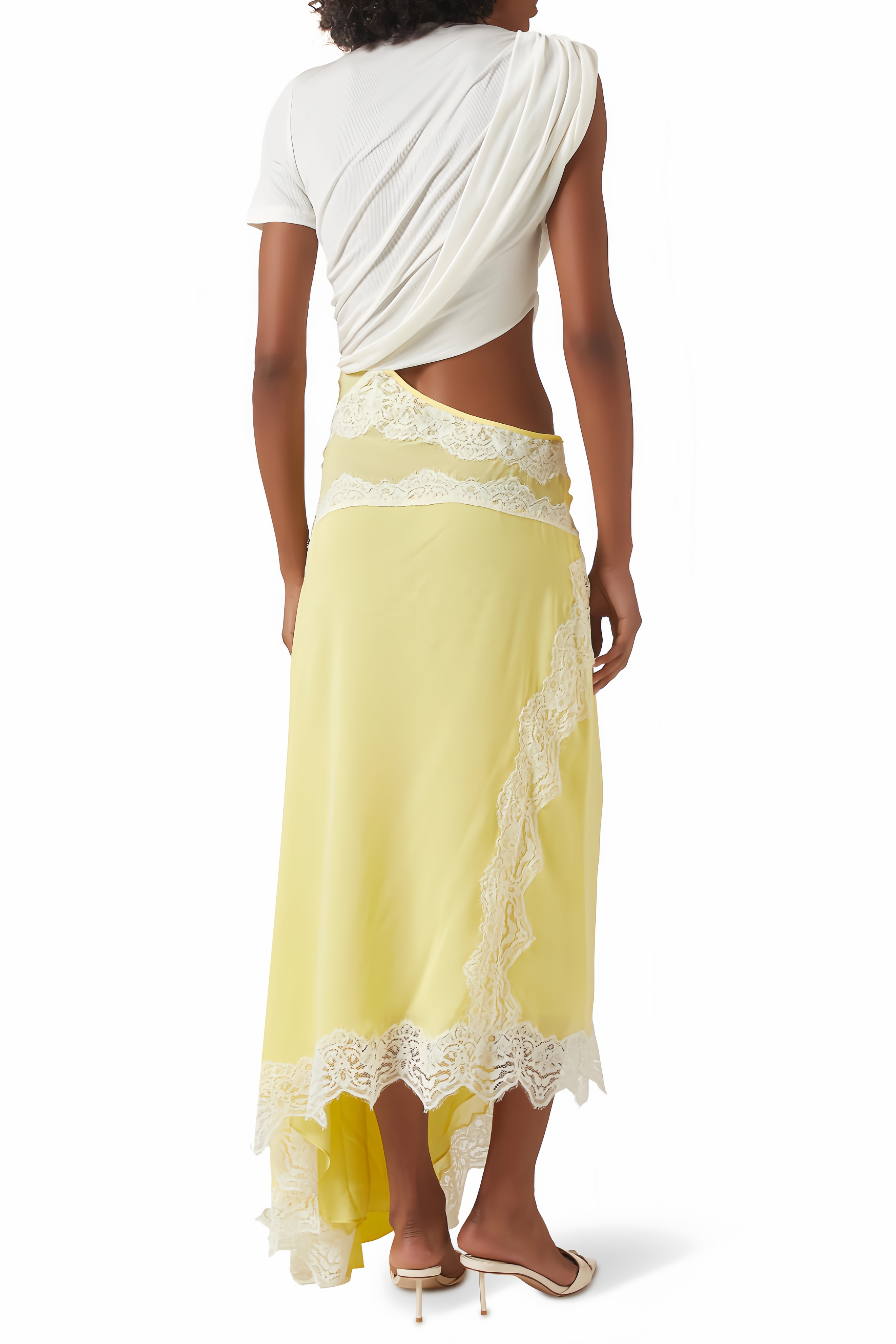Twisted Tee Dress in Yellow & White