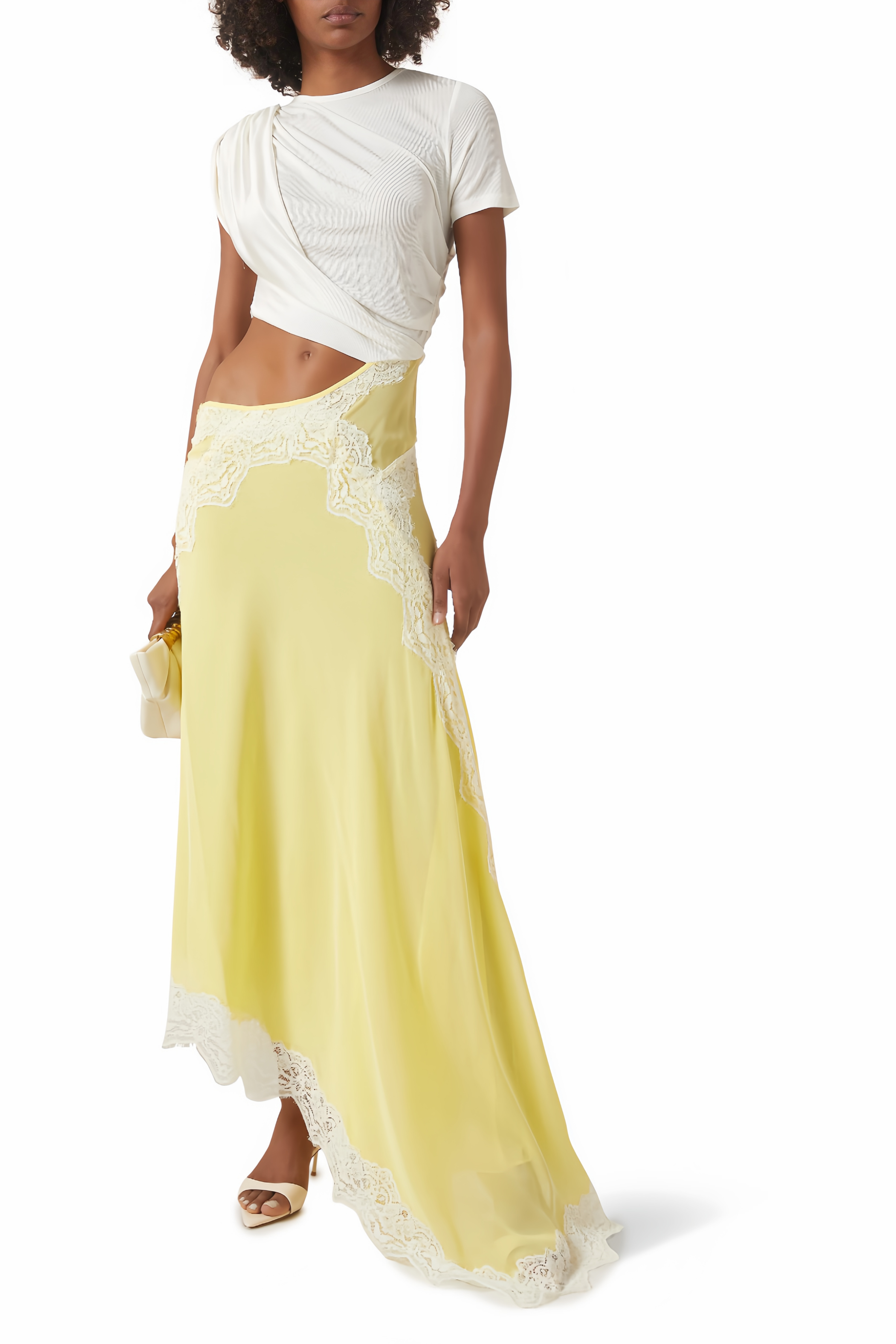 Twisted Tee Dress in Yellow & White