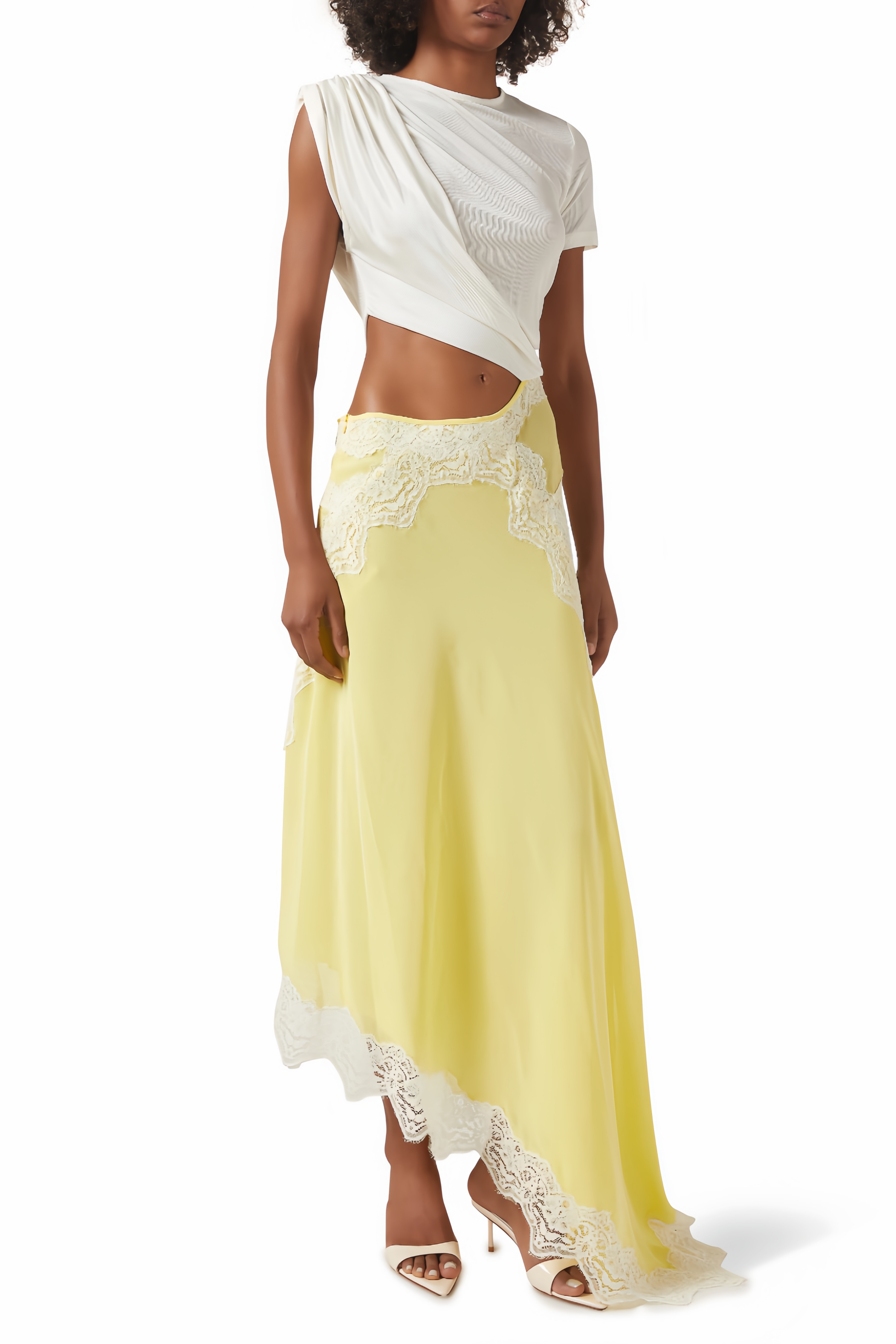 Twisted Tee Dress in Yellow & White