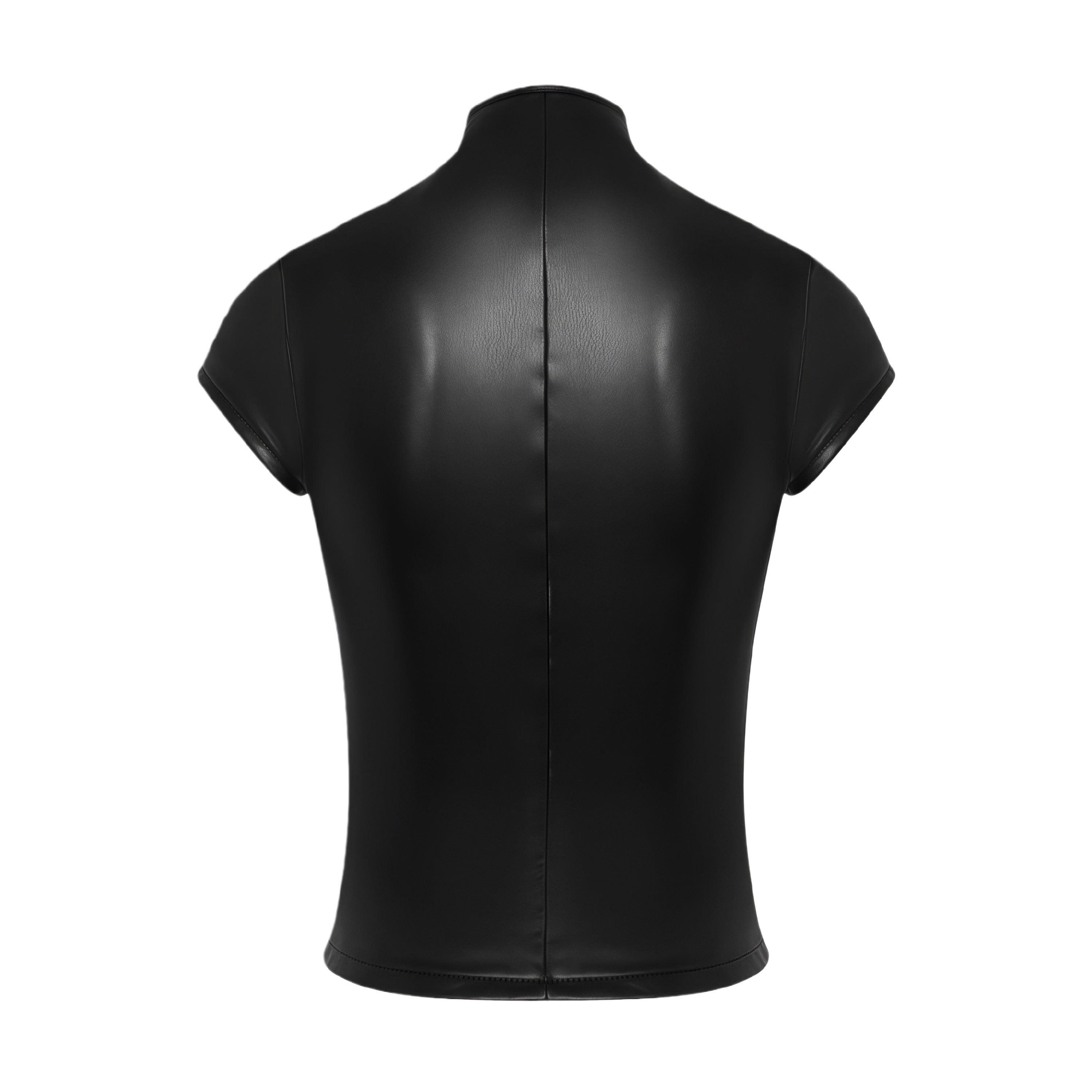 Black Cut Out Leather Top