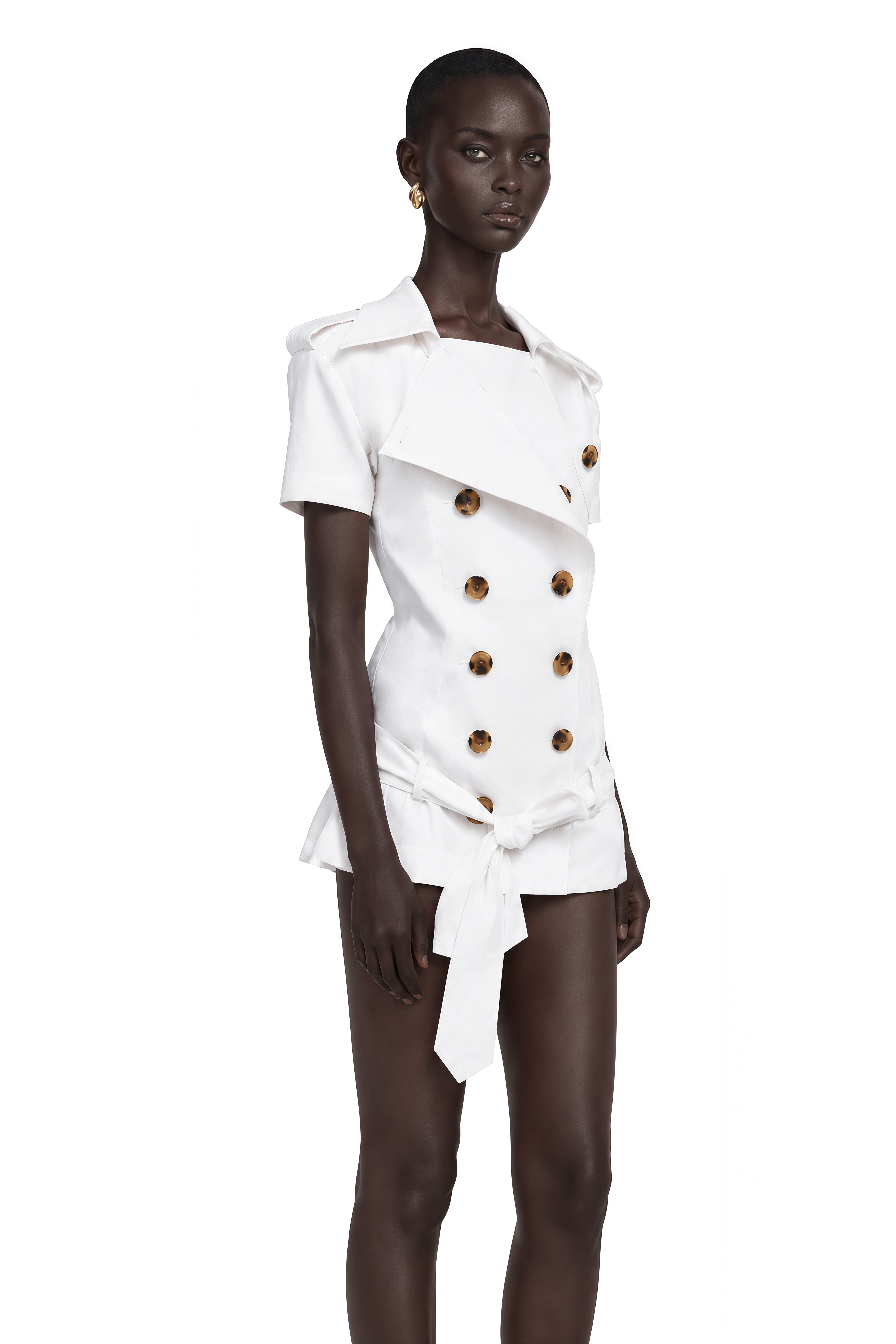 Josette White Double Breasted Trench Coat