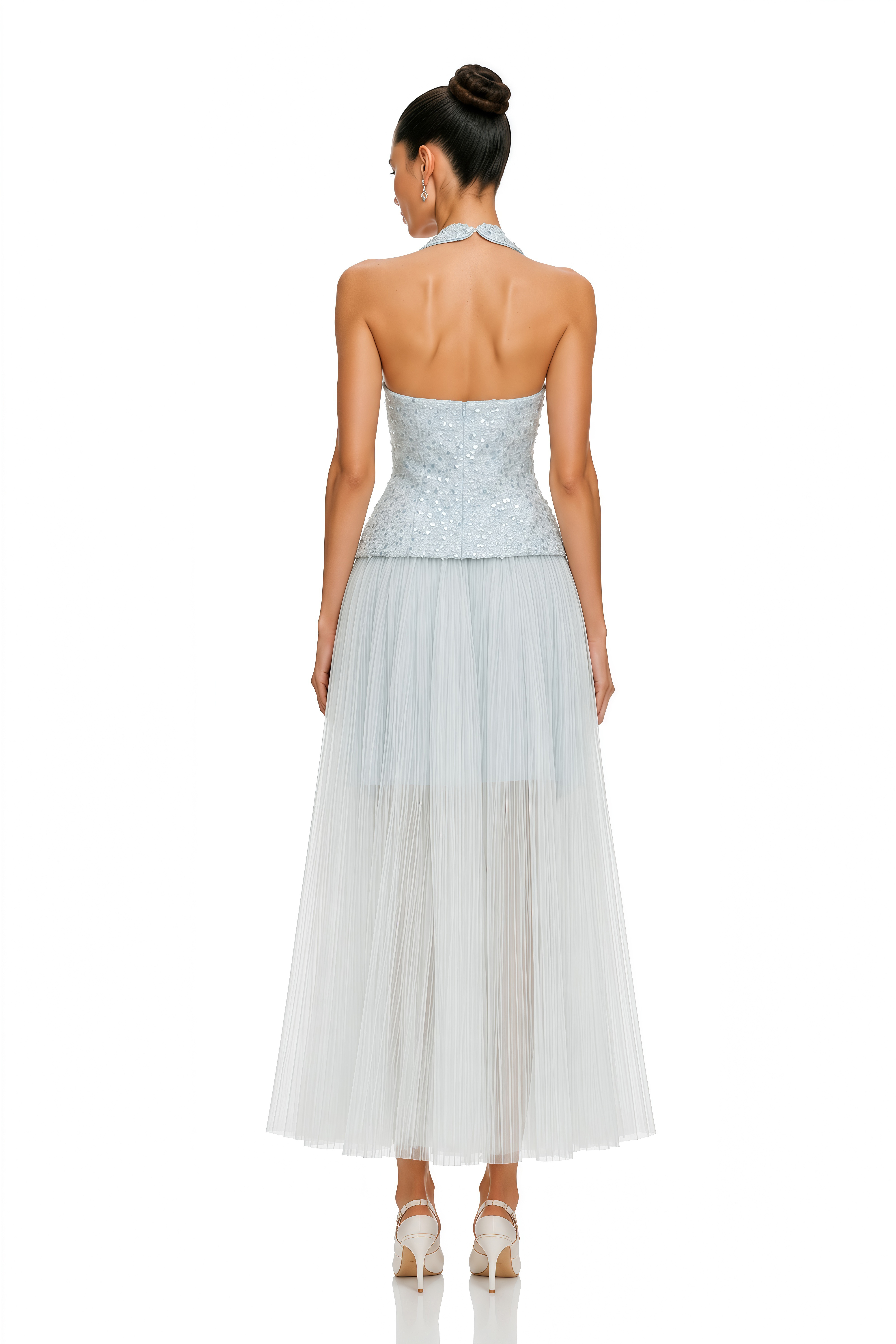 Margareta Blue Tweed Waistcoat & Tulle Skirt Set