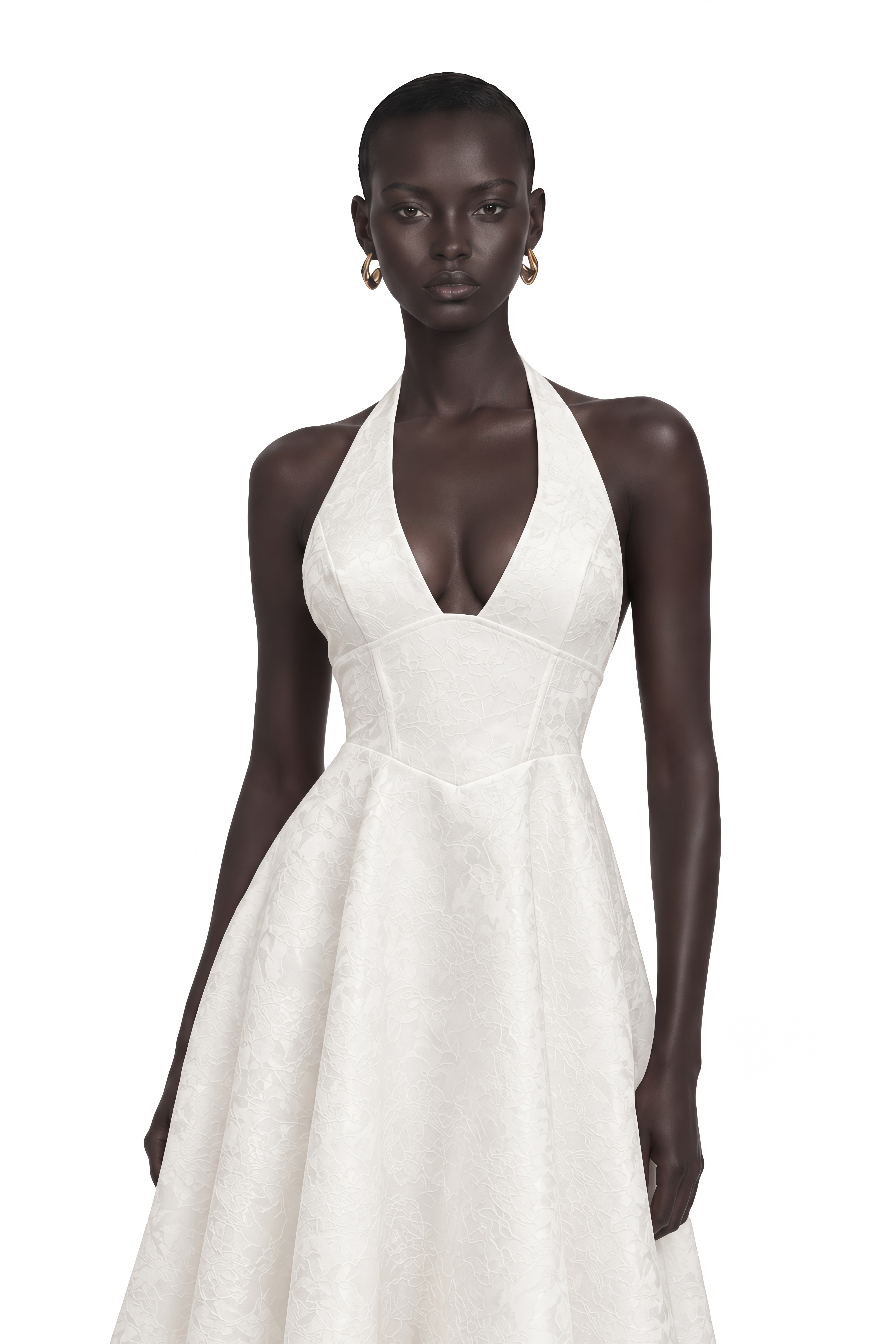 Céline White Glamorous Event Midi Dress