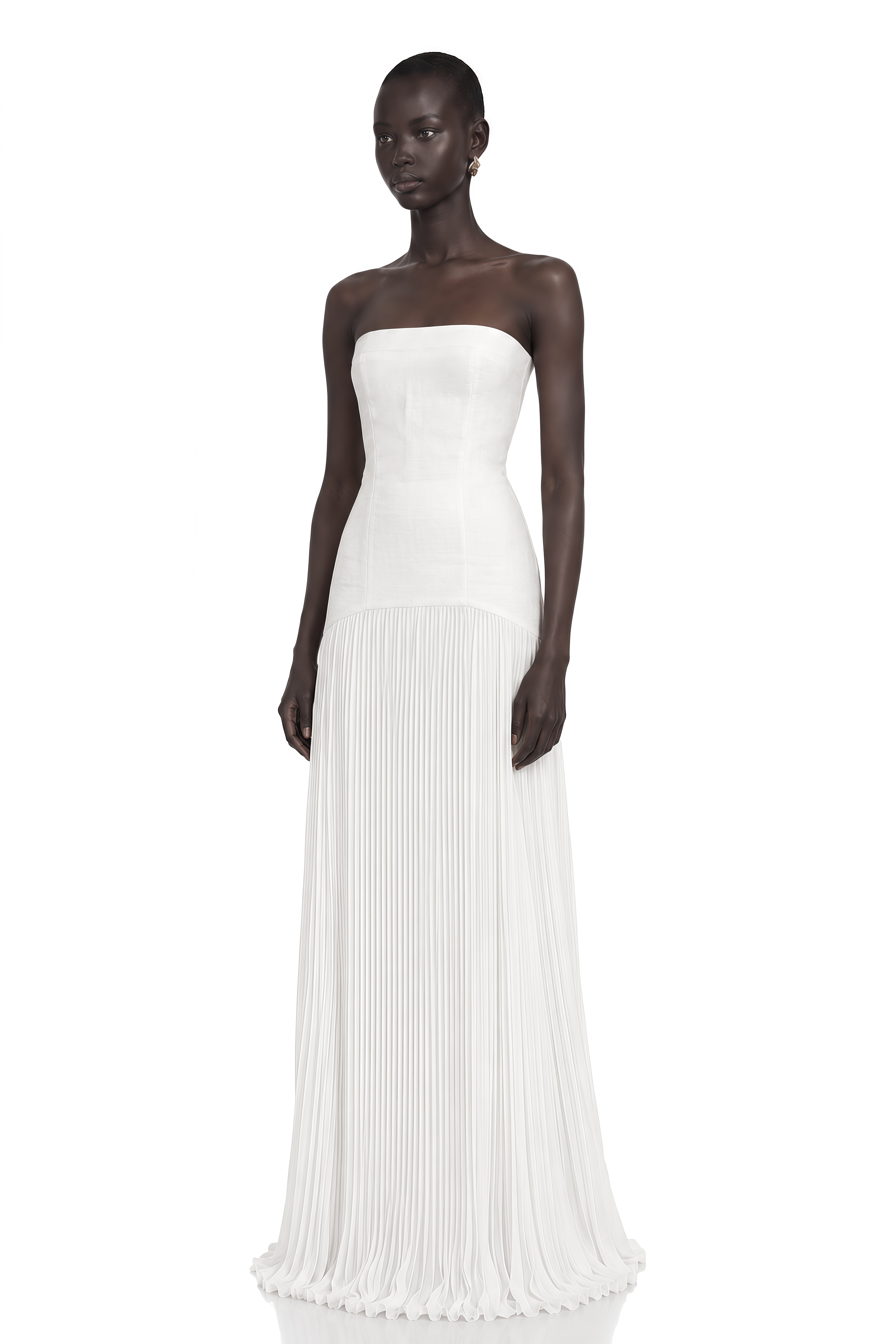 Helena White Off-Shoulder Tulle Panel Maxi Gown
