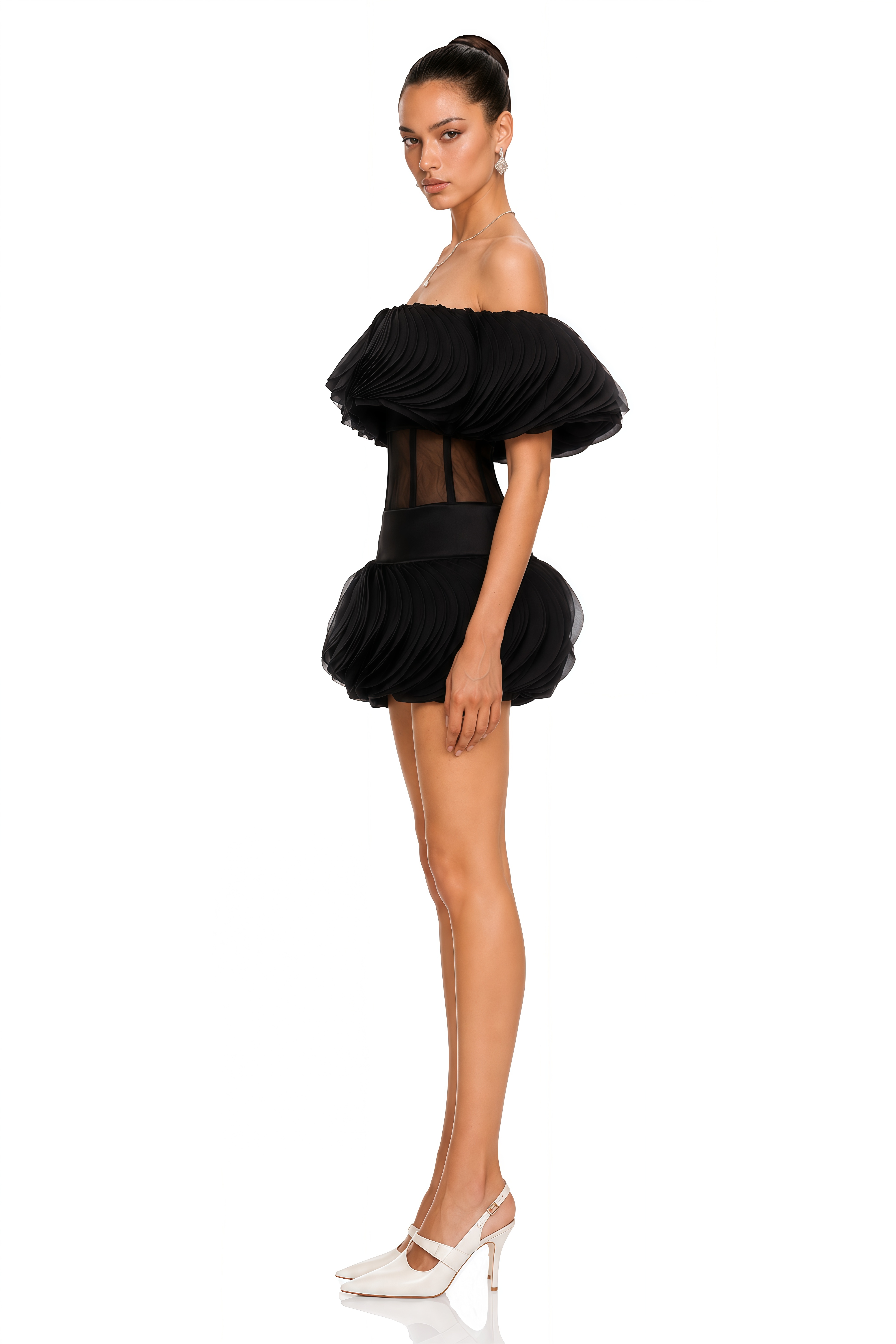 Mabel Black Layered Ruffled Mini Dress