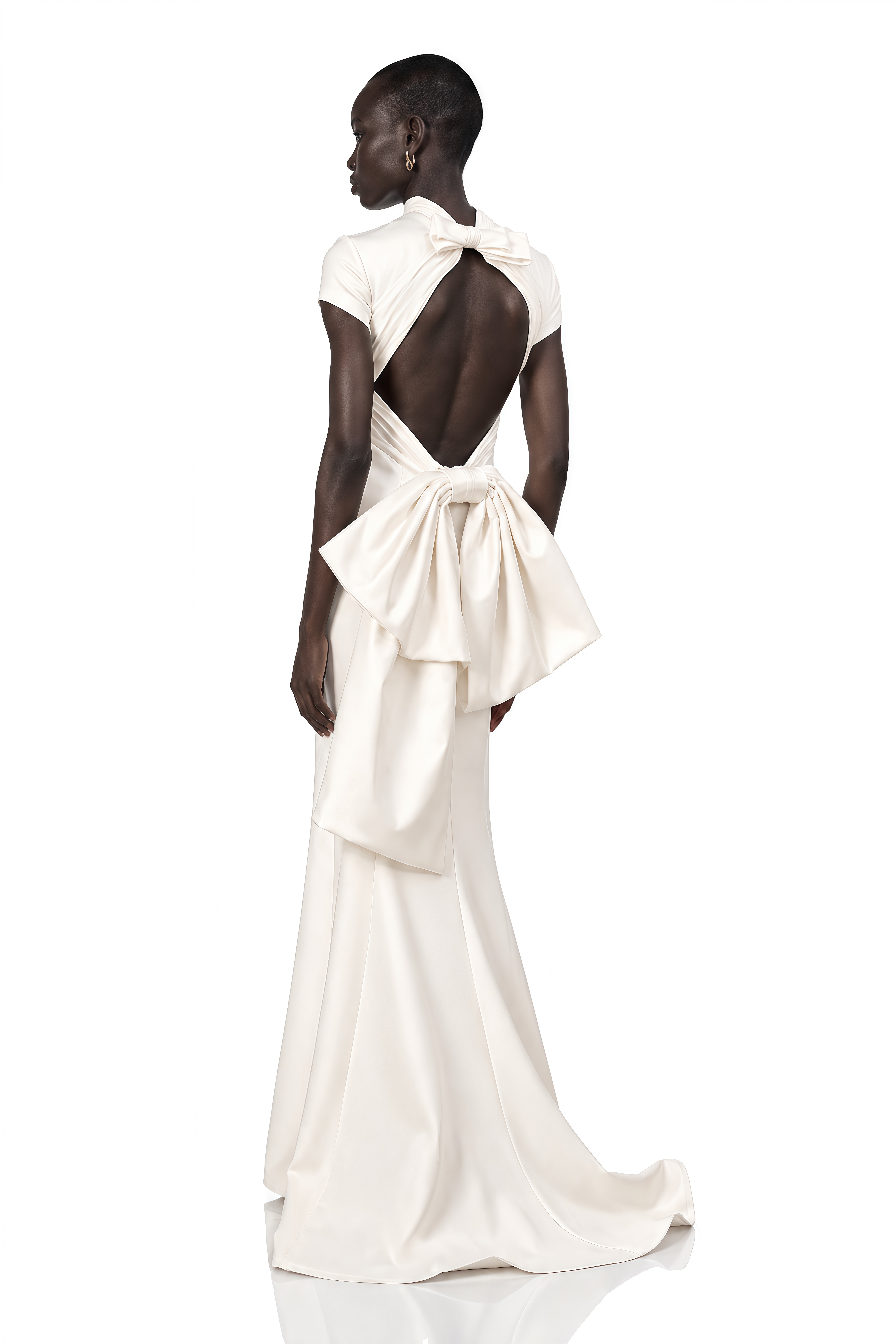 Camille White Statement Bow Mermaid Maxi Dress