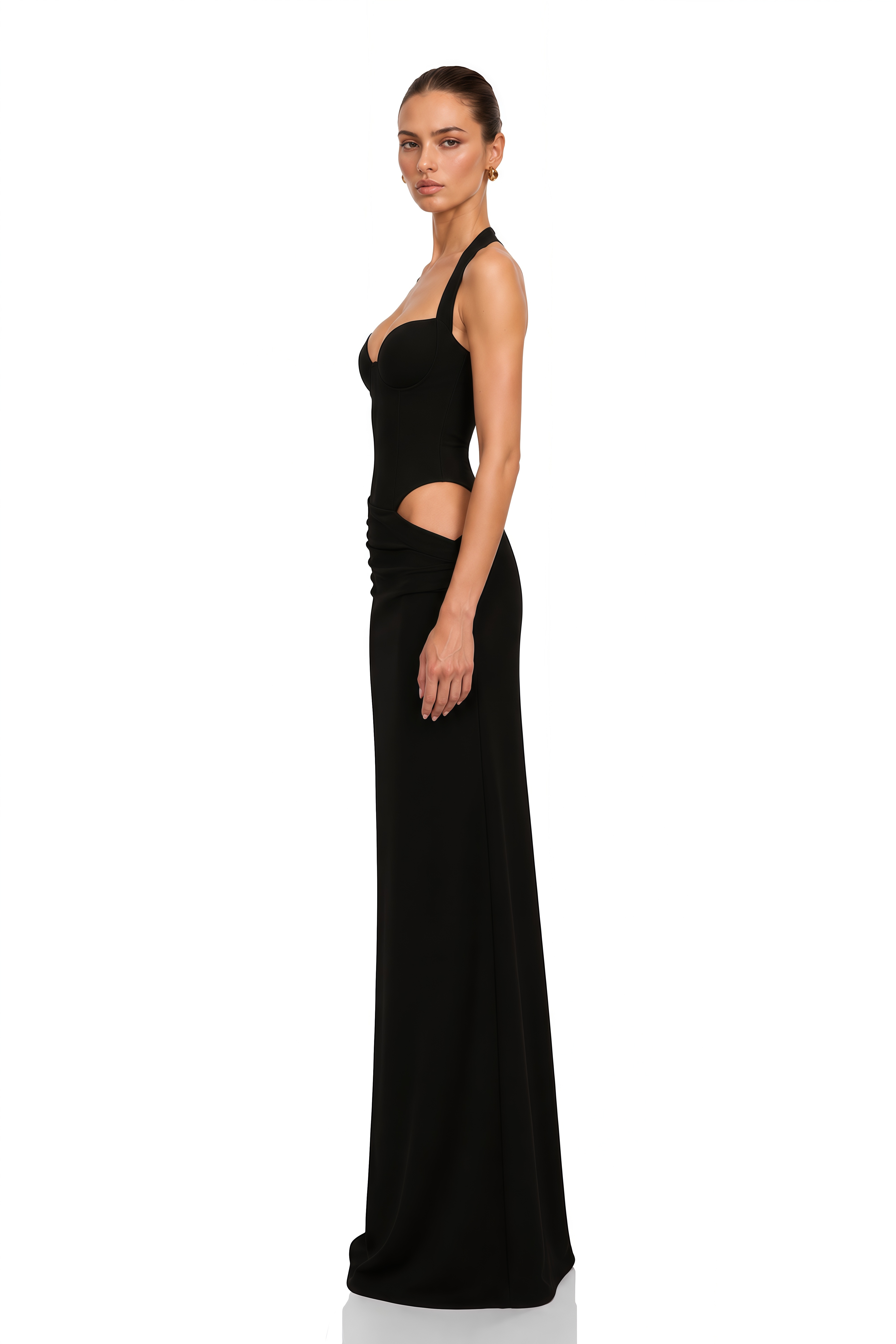 Kaelin Black Halterneck Cut Out  Maxi Dress