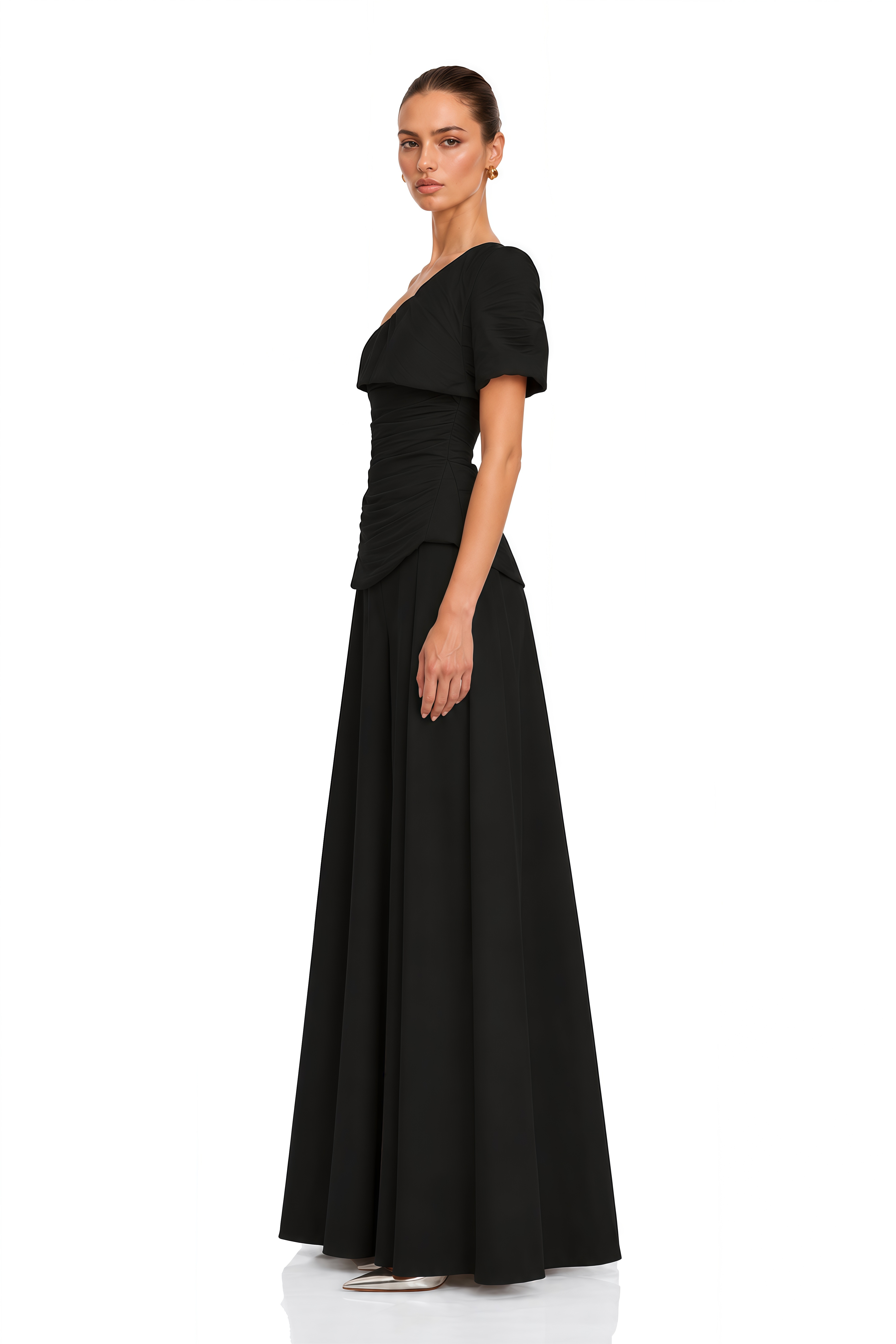 Adèle creased top & trousers matching set in Black