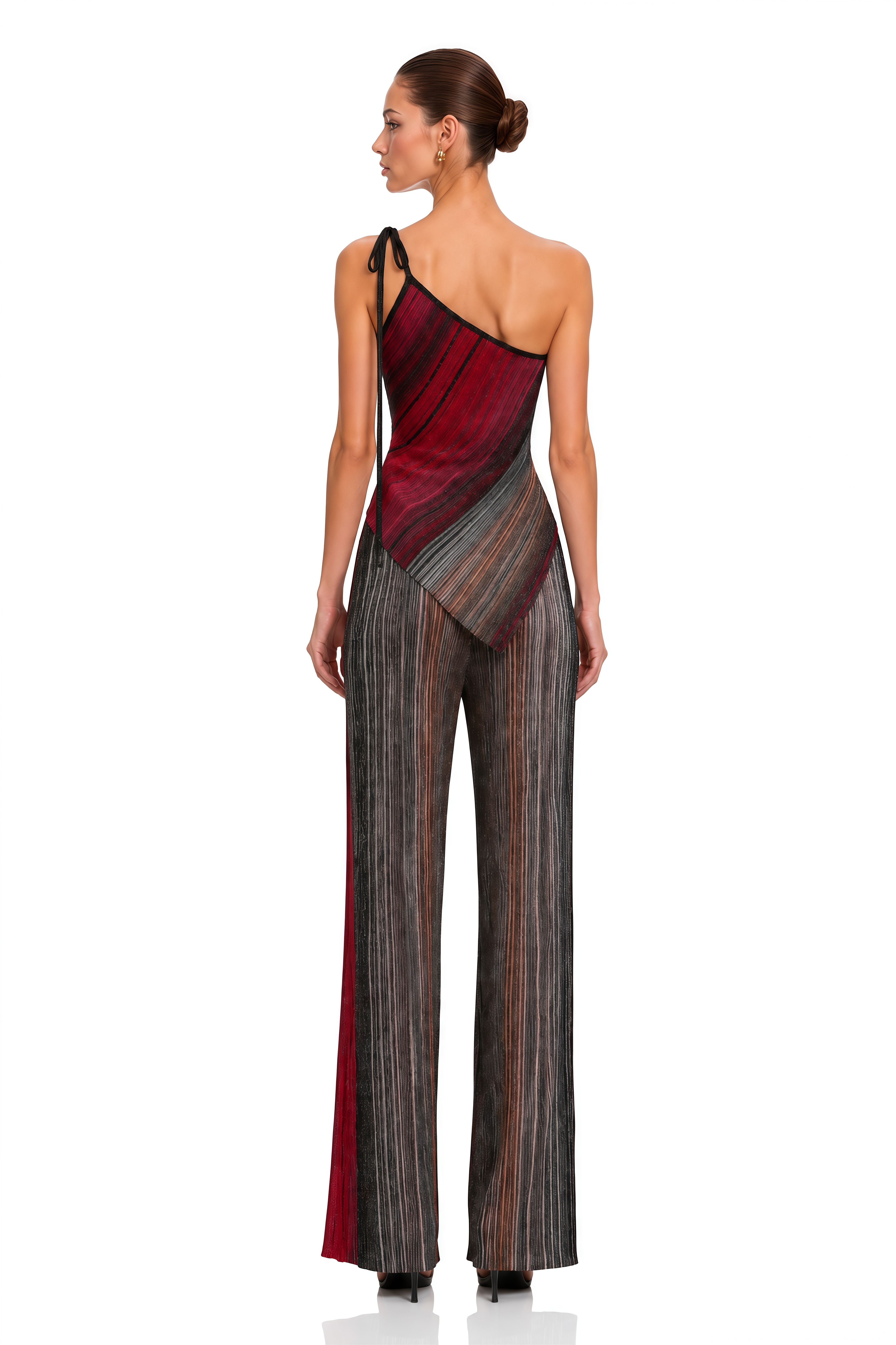 Amaryllis Red Sequin Striped Knit Matching Set