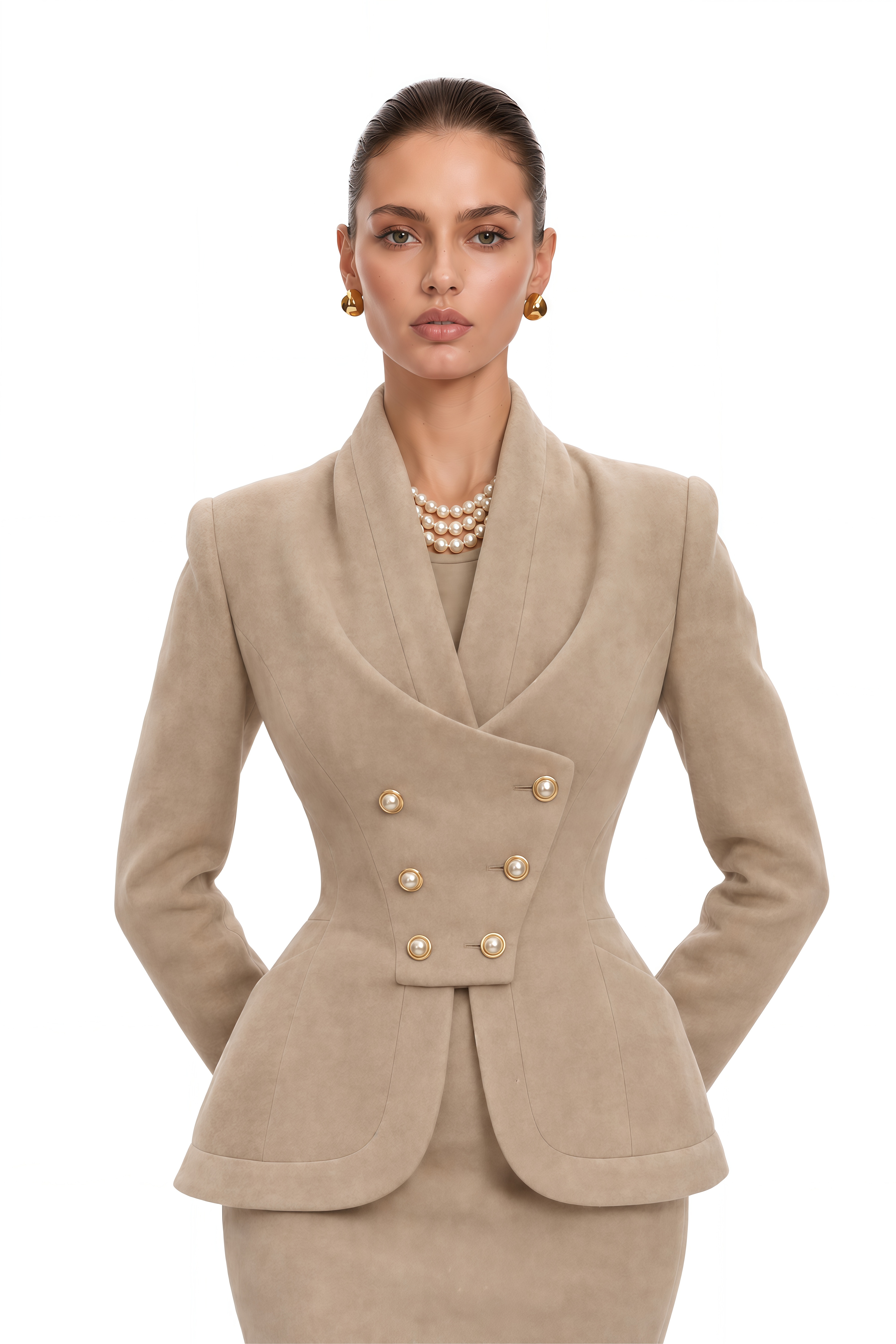 Gracie Grey Double-Breasted Jacket & Skirt Set