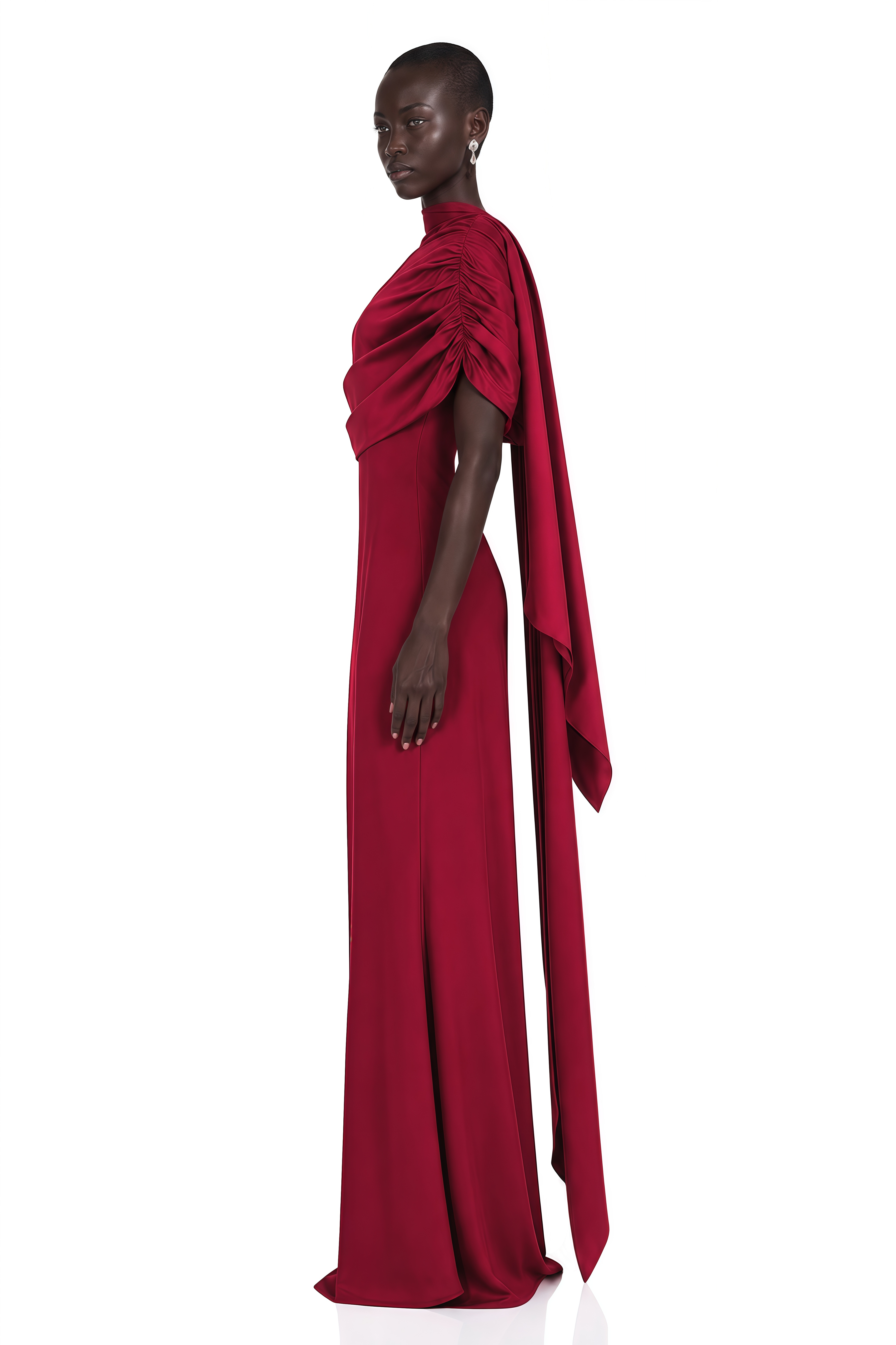 Benedetta Red One Shoulder Satin Maxi Dress