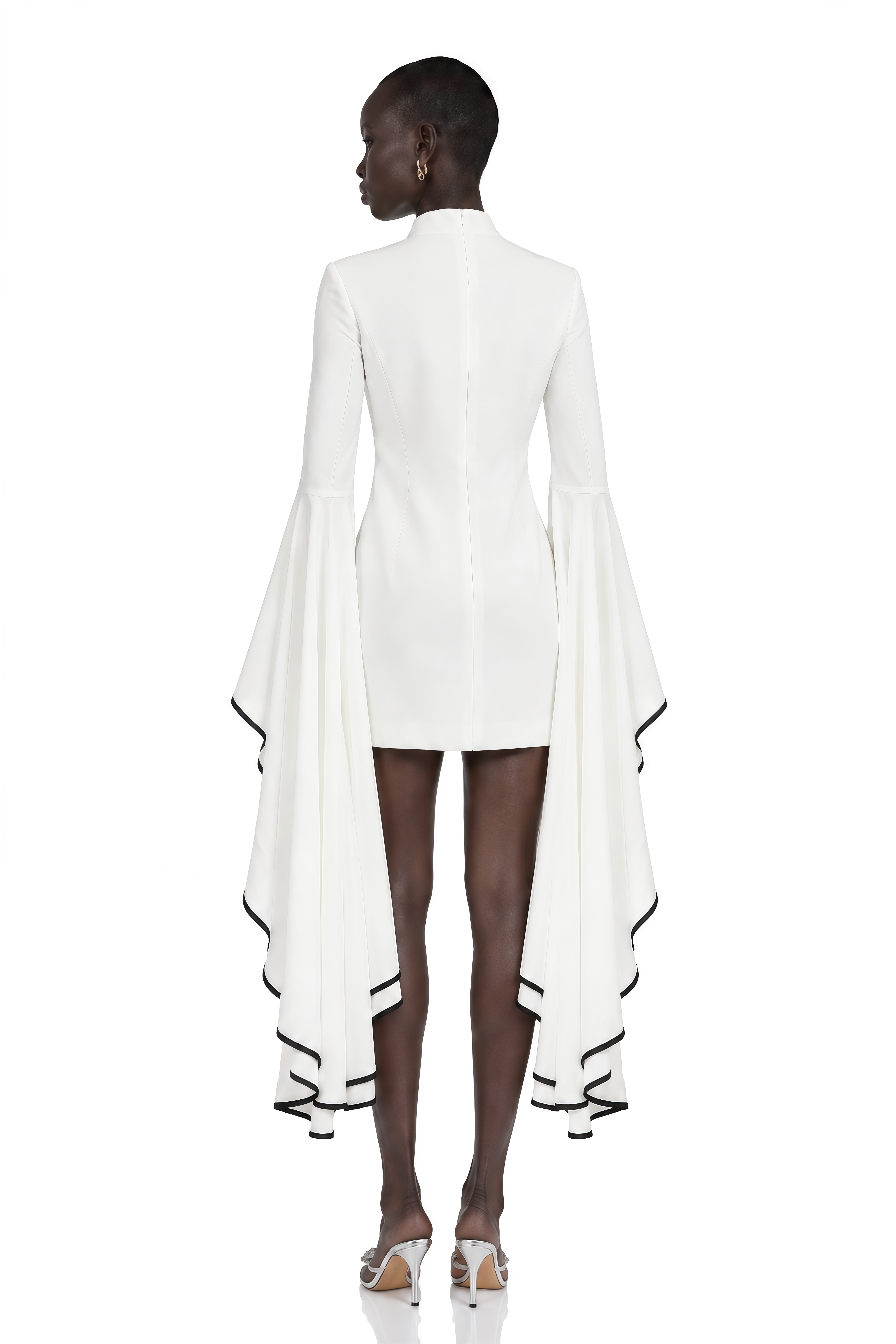 Madeleine White Ruffle-Sleeve Dress