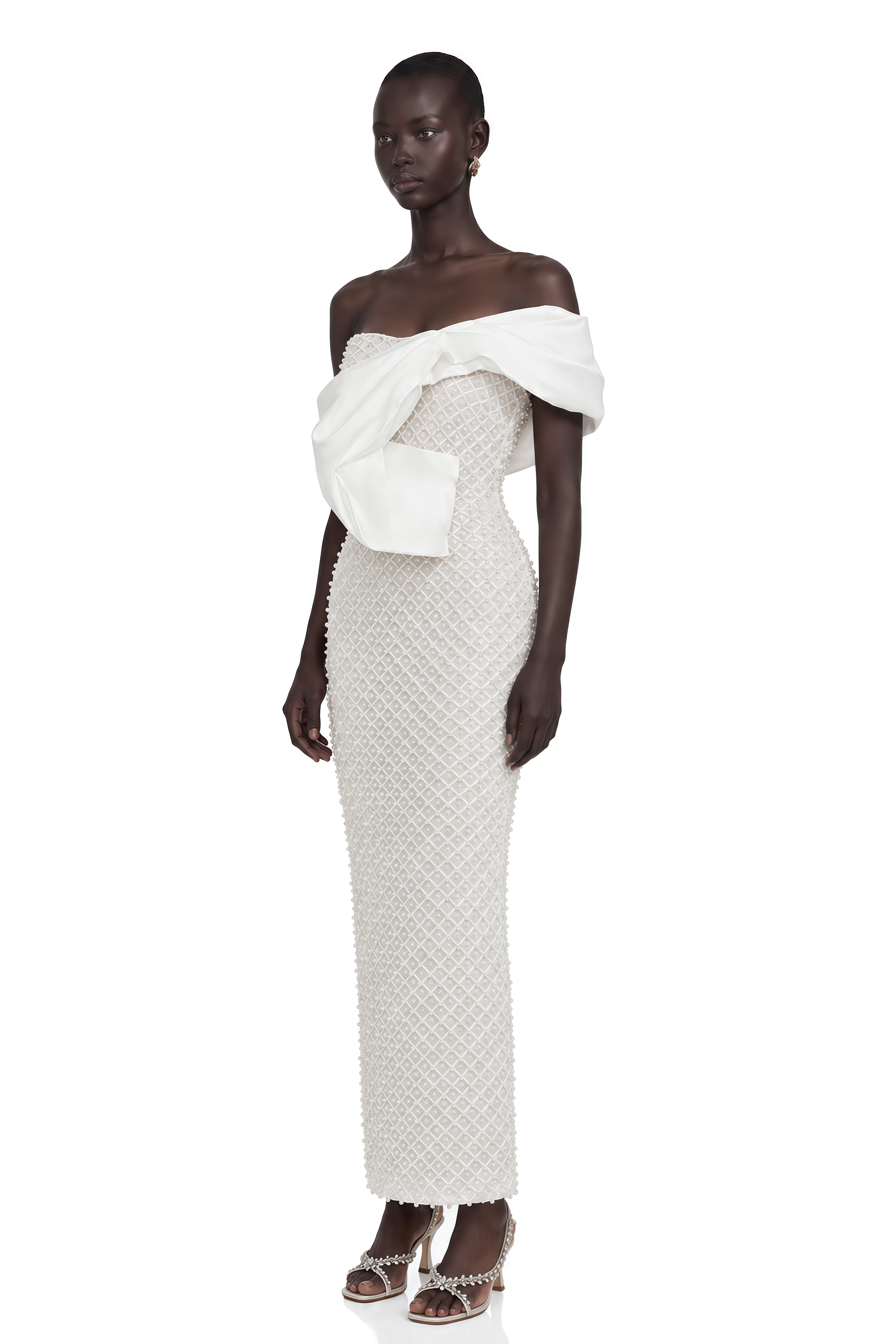 Maura Faux-Pearl Off-Shoulder Dress