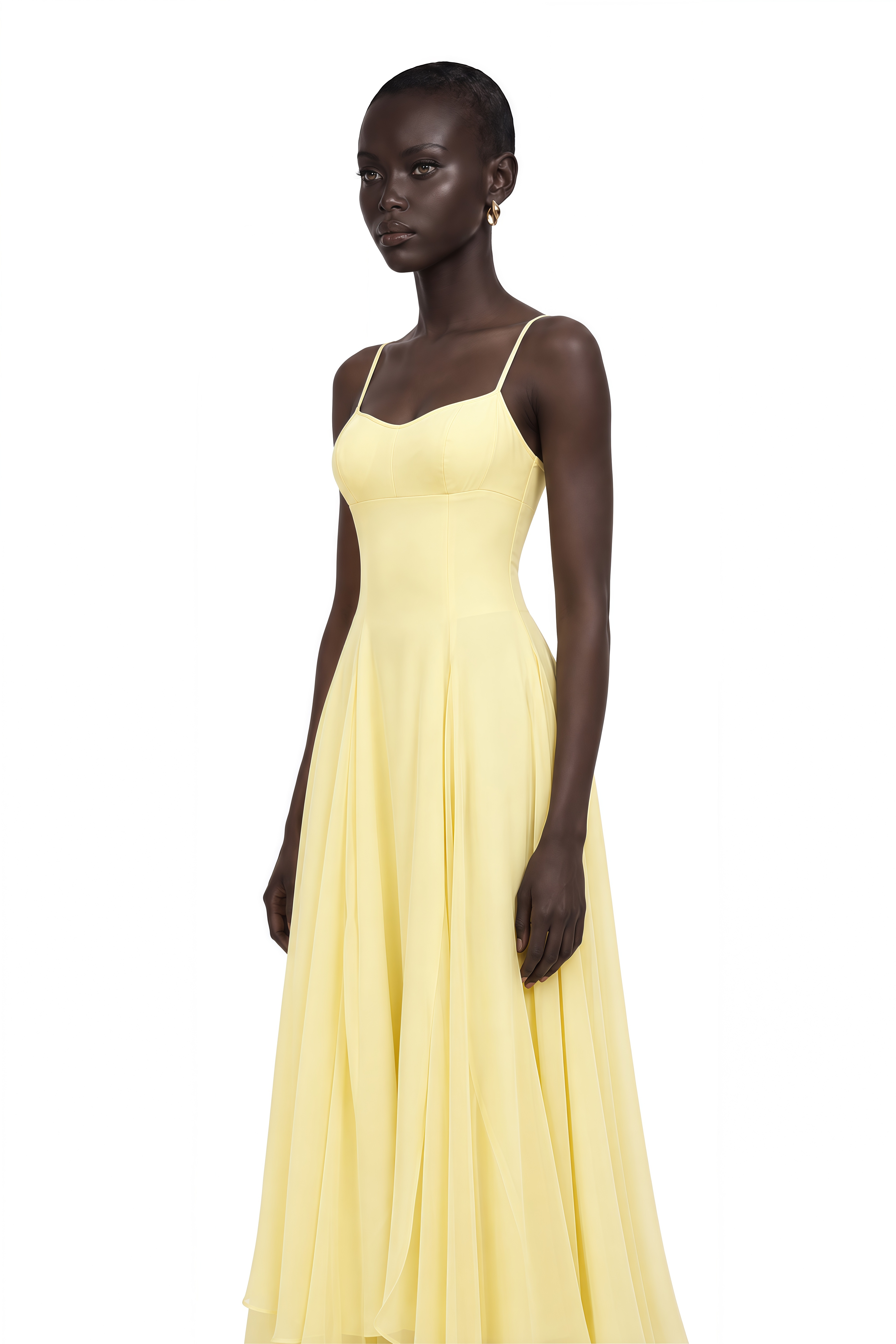 Sofie Yellow Pleated Maxi Dress