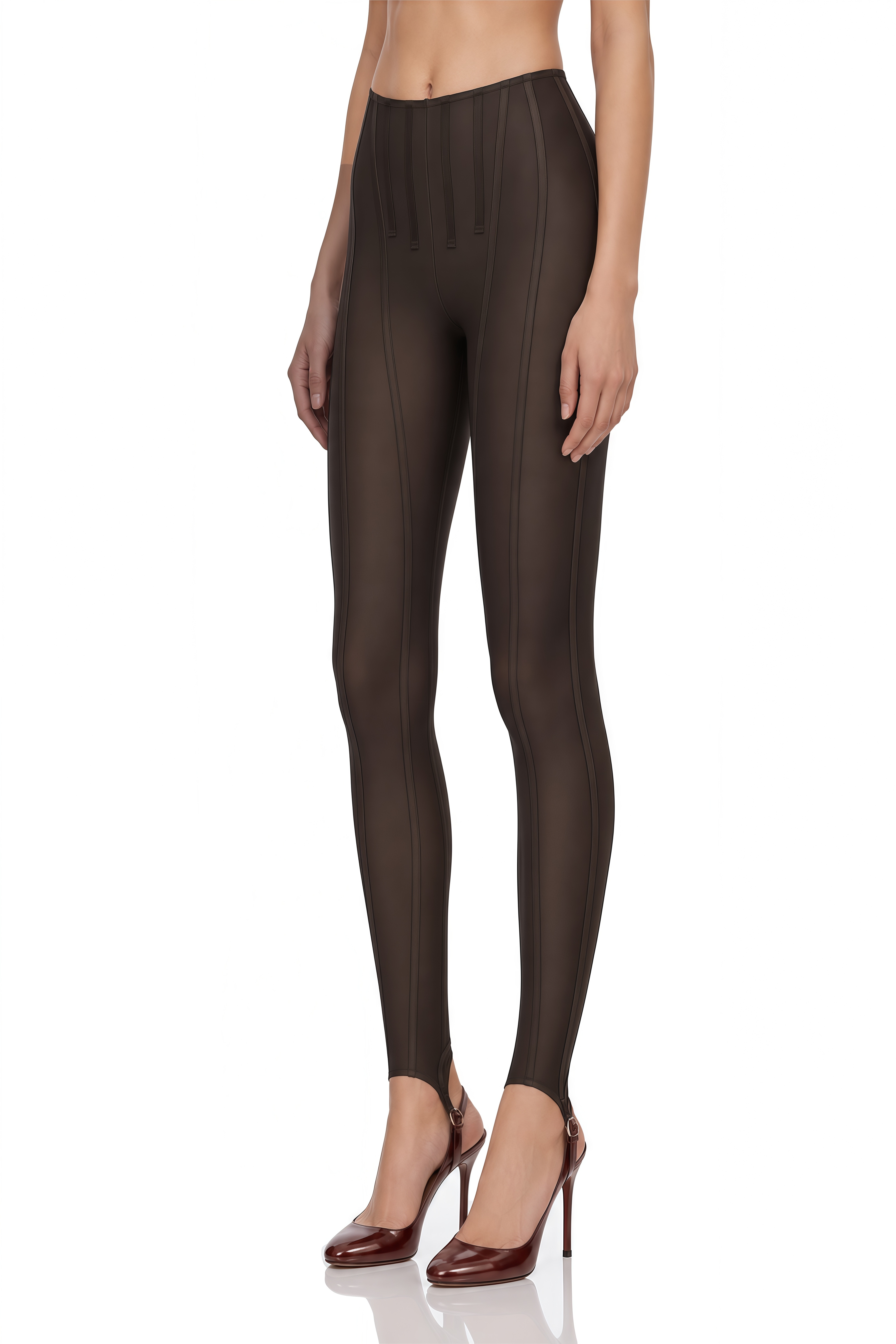 Cordelia Brown Decorative Stitching Leggings