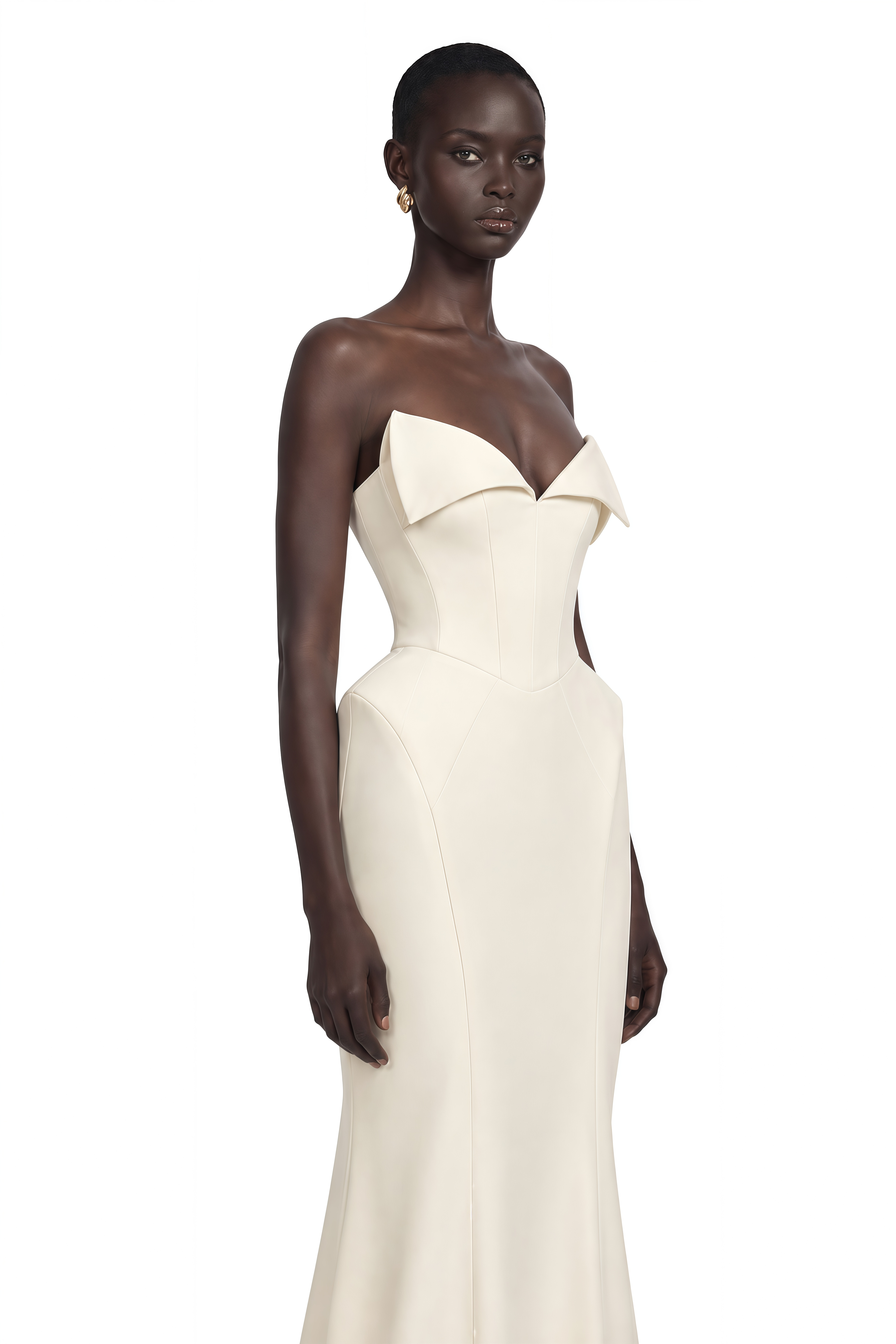 Alba White Barrel Waist Corset Maxi Dress