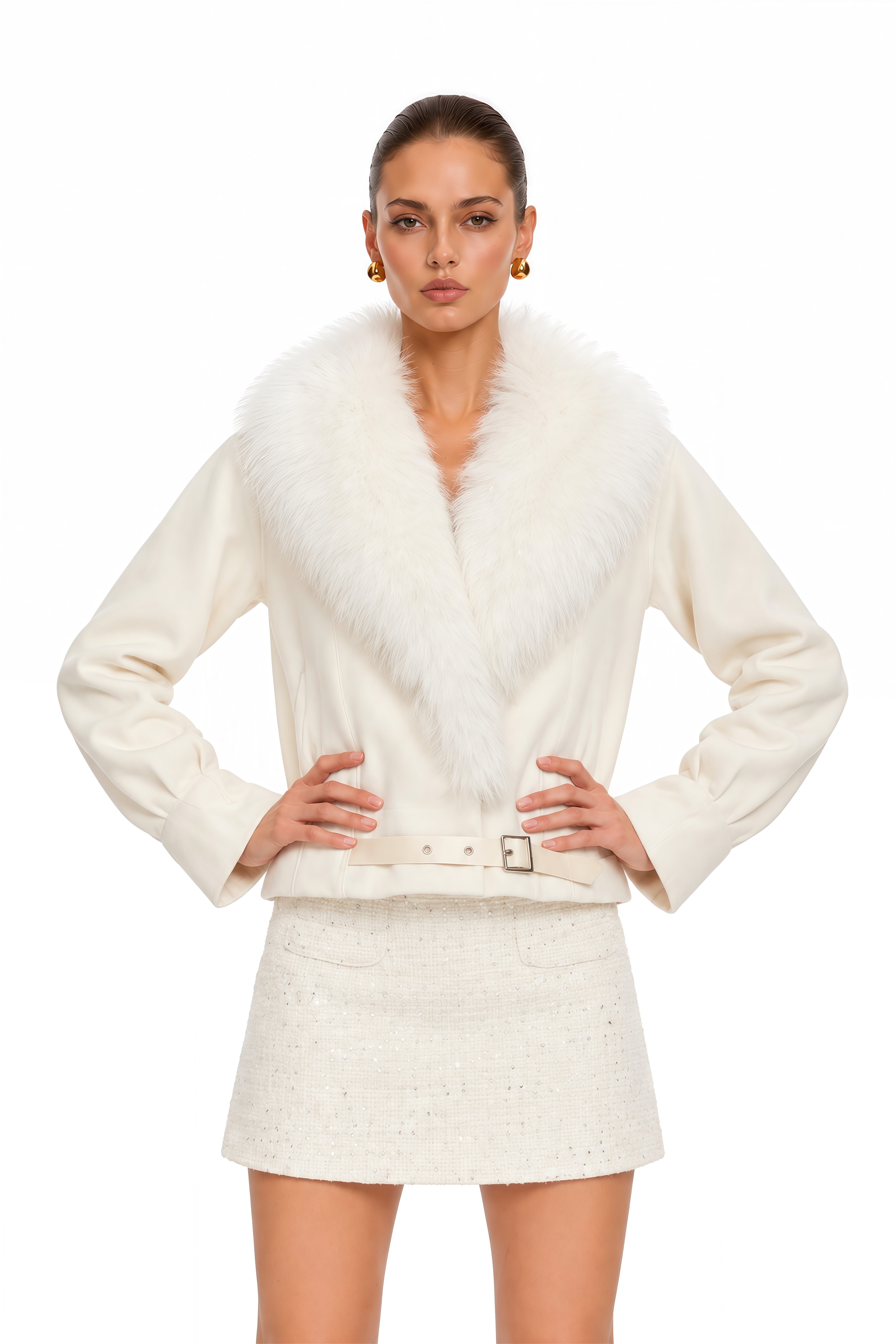 Évangéline White Suede Fur Jacket