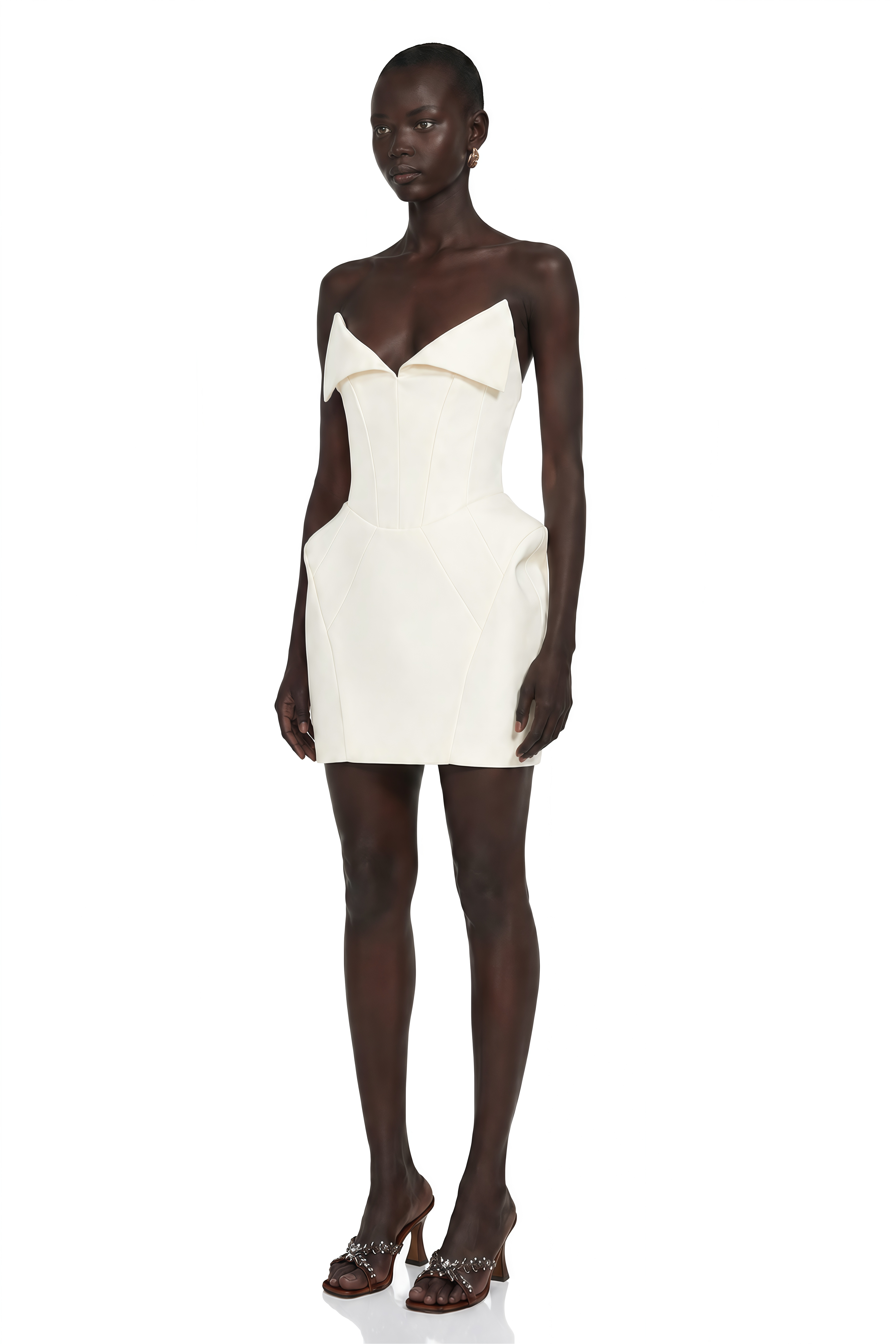 Alba White Barrel Waist Corset Mini Dress