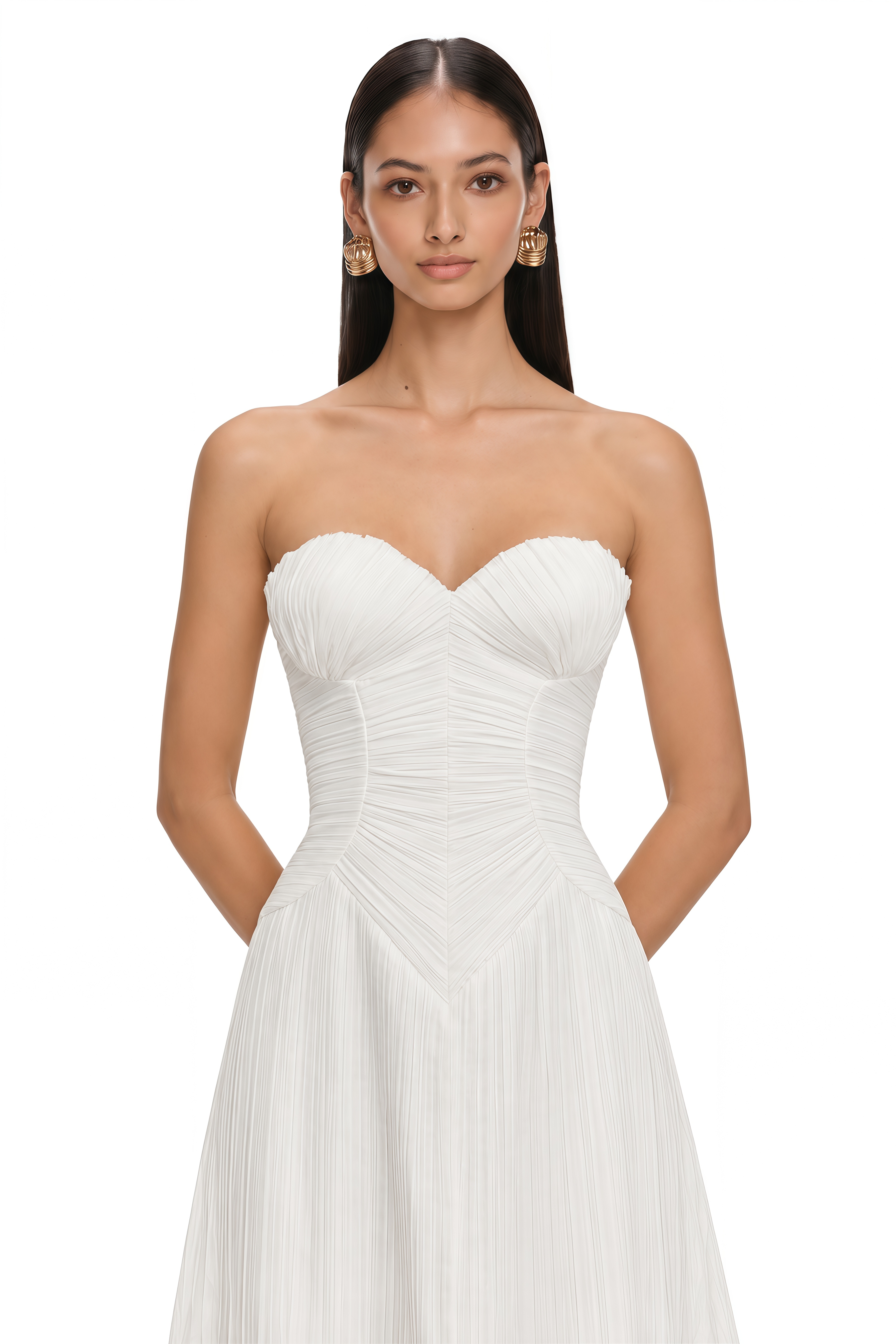 Ilinca White Off-Shoulder Ruched Maxi Dress