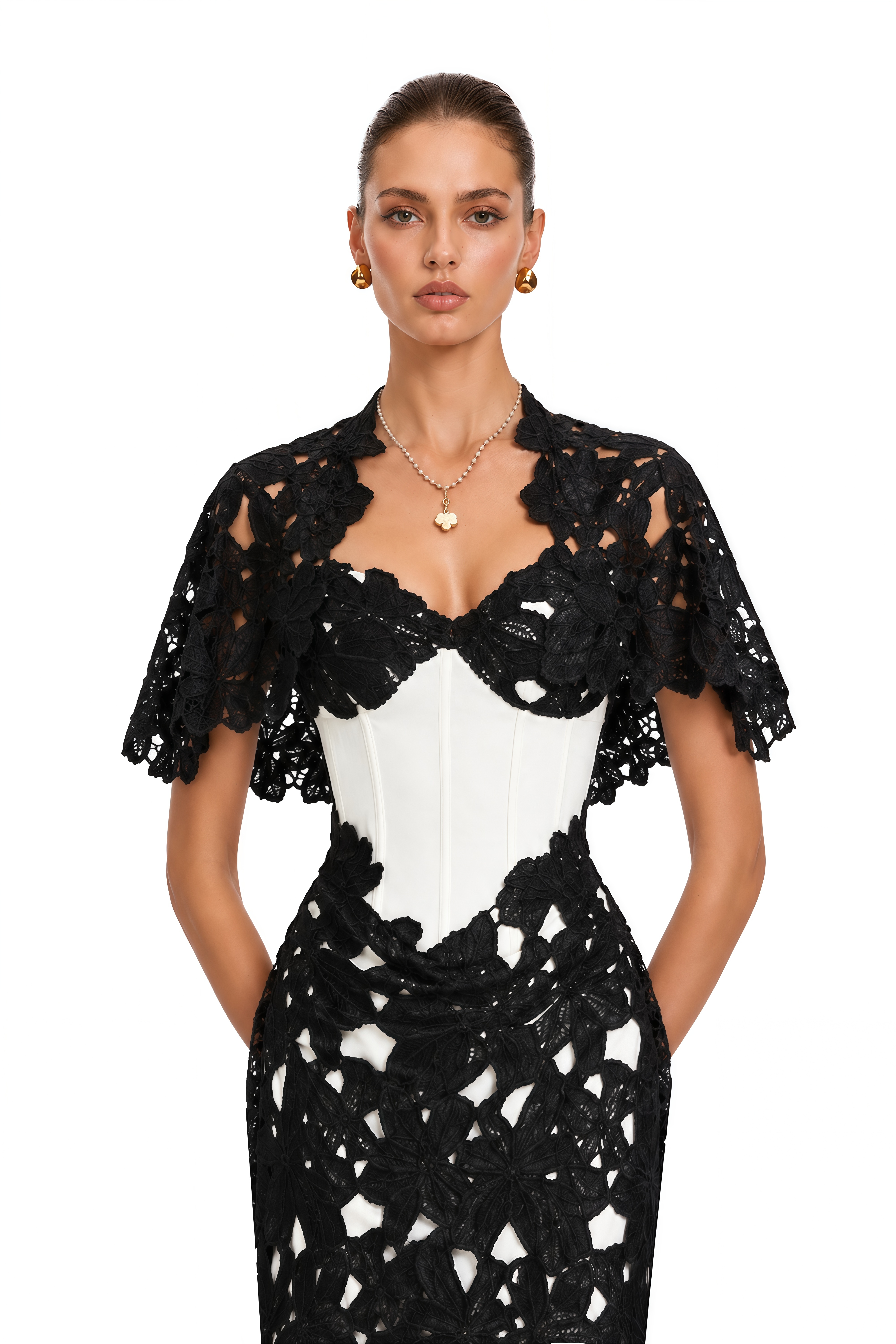 Kamila Black Color Block Maxi Dress with Cut-Outs