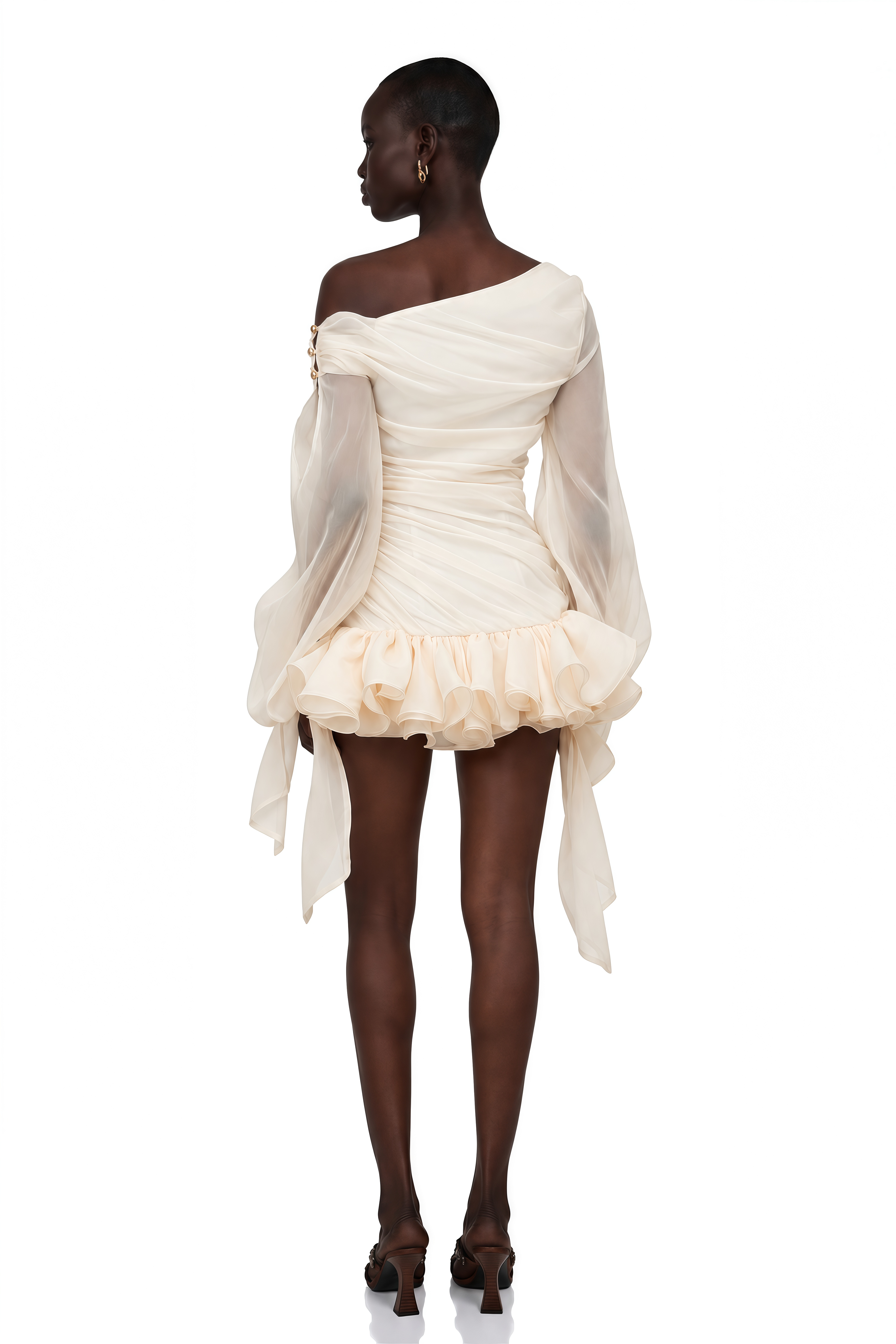 Irina White Bowknot Bubble Mini Dress