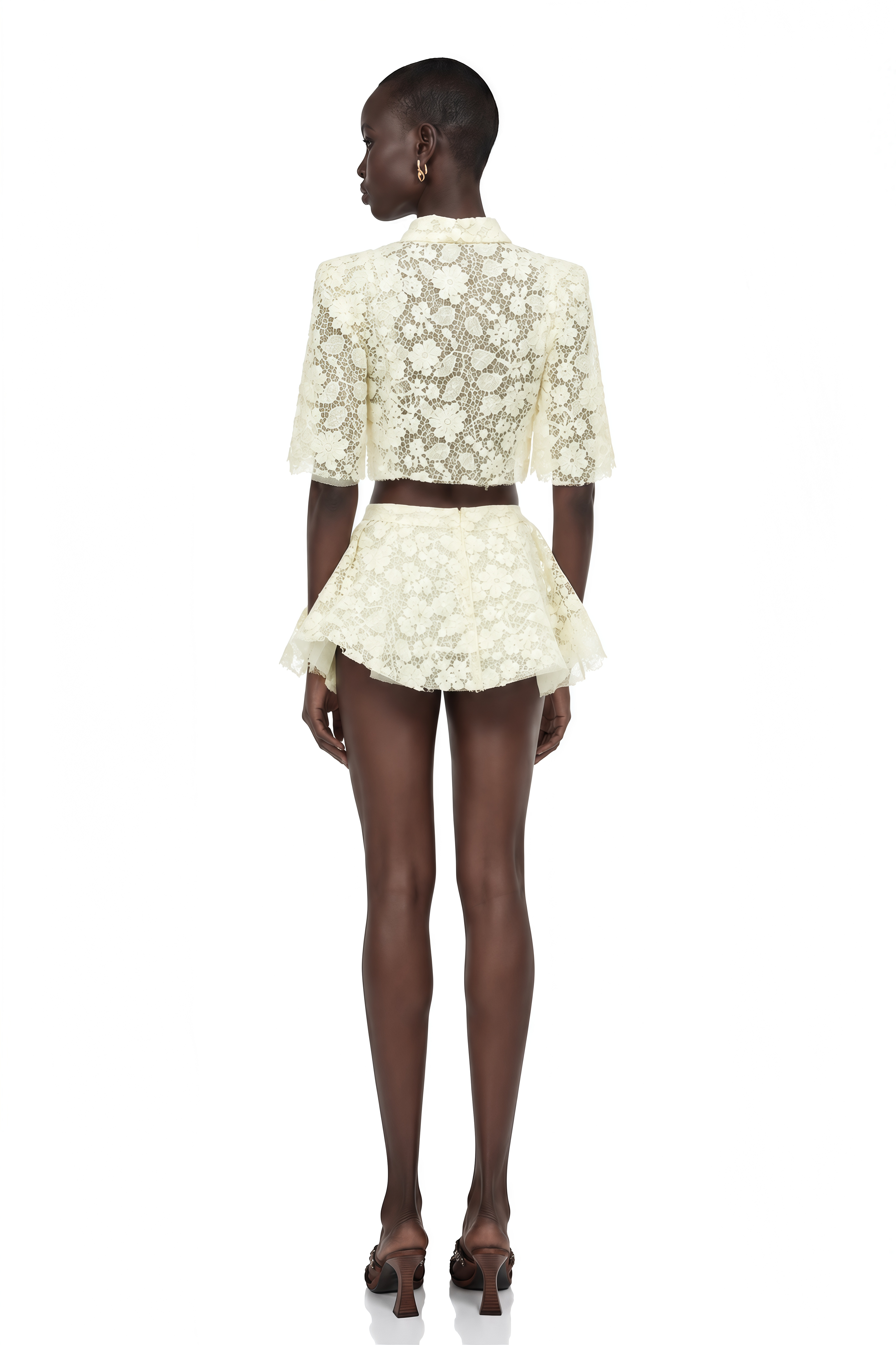 Gerhard Cream Floral Embroidered Cape & Skirt Set