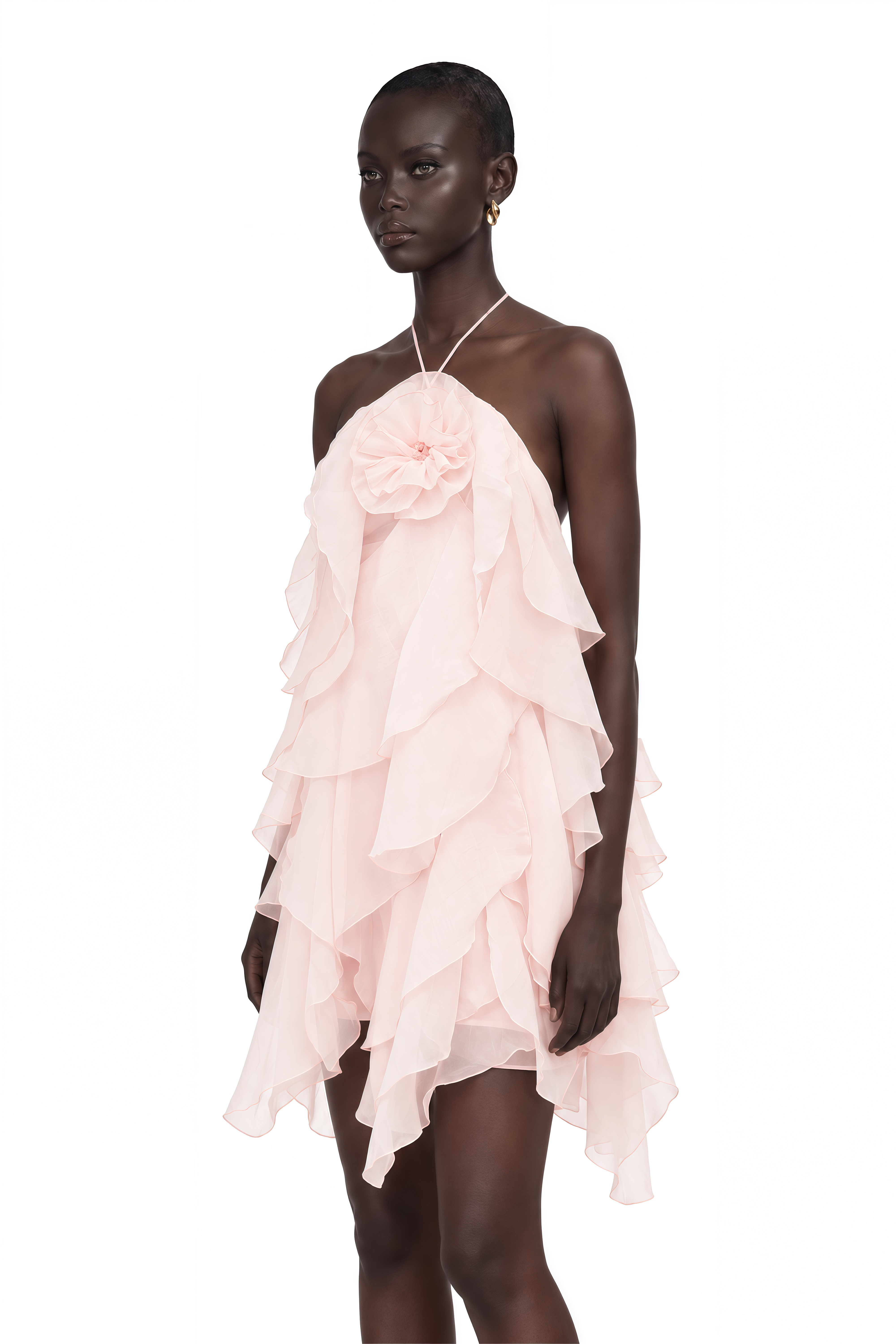 Lucie Pink Tiered Ruffled Mini Dress
