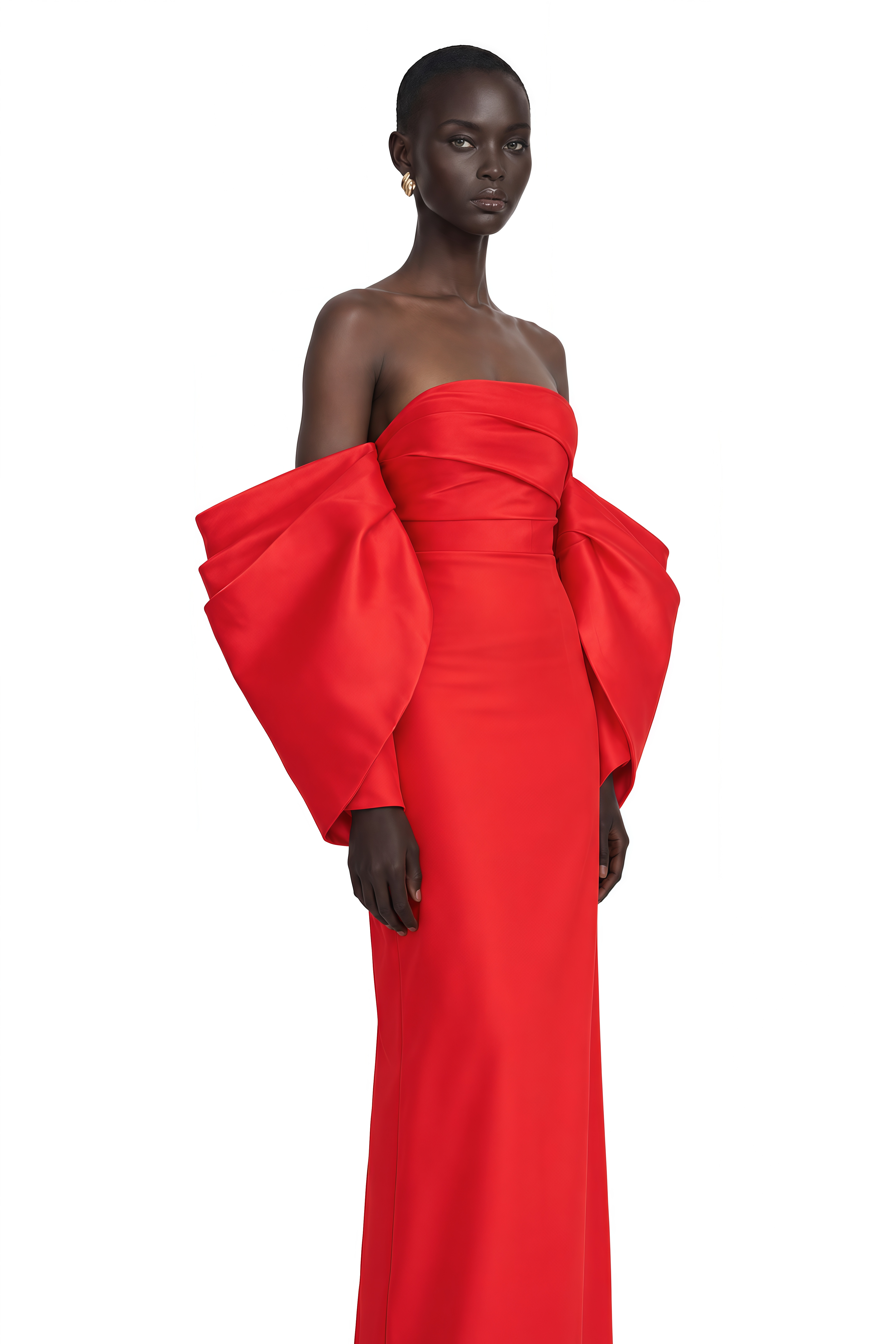 Verity Red Off Shoulder Gathered Maxi Gown