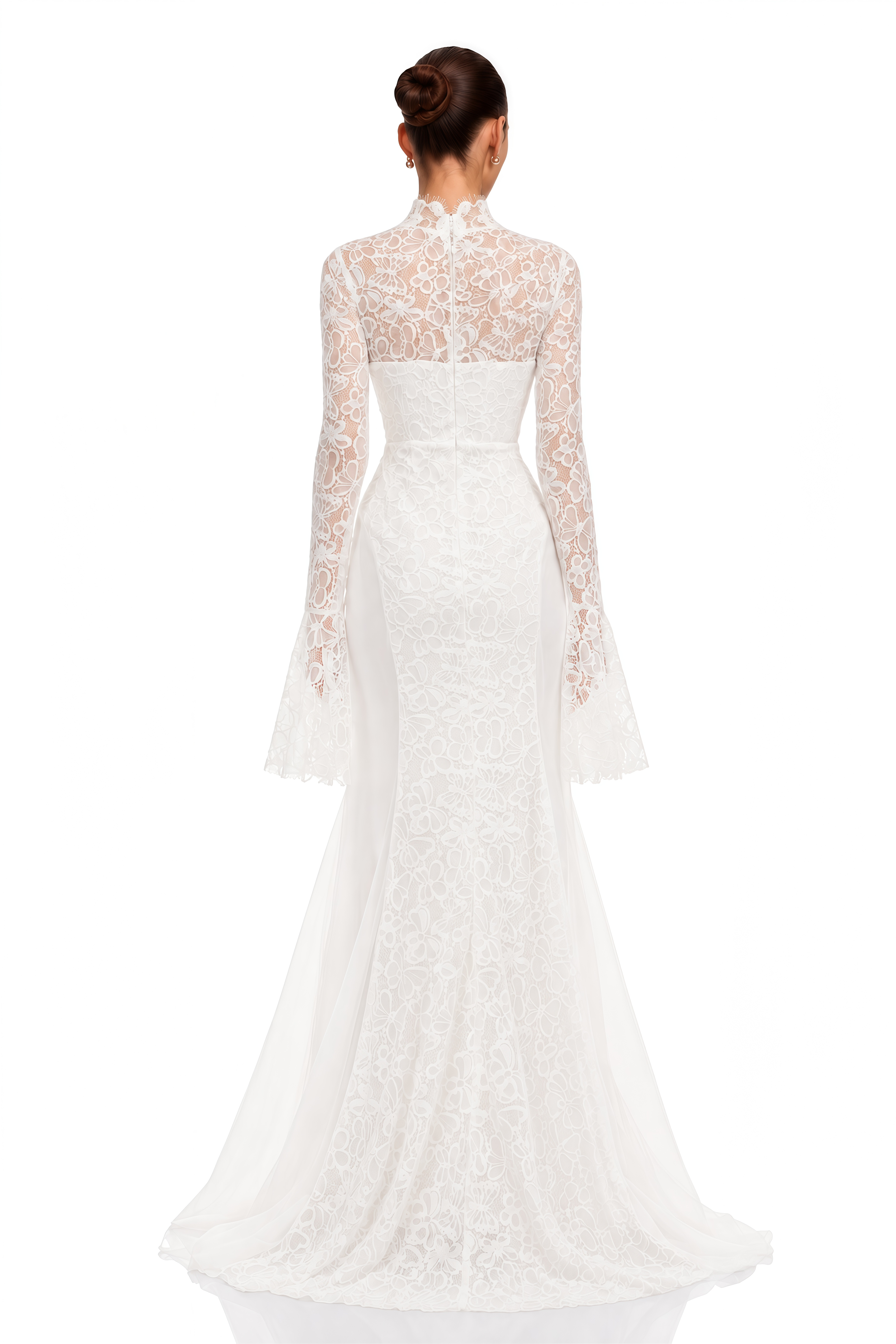 Malgorzata White Cut-Out Maxi Dress with Train