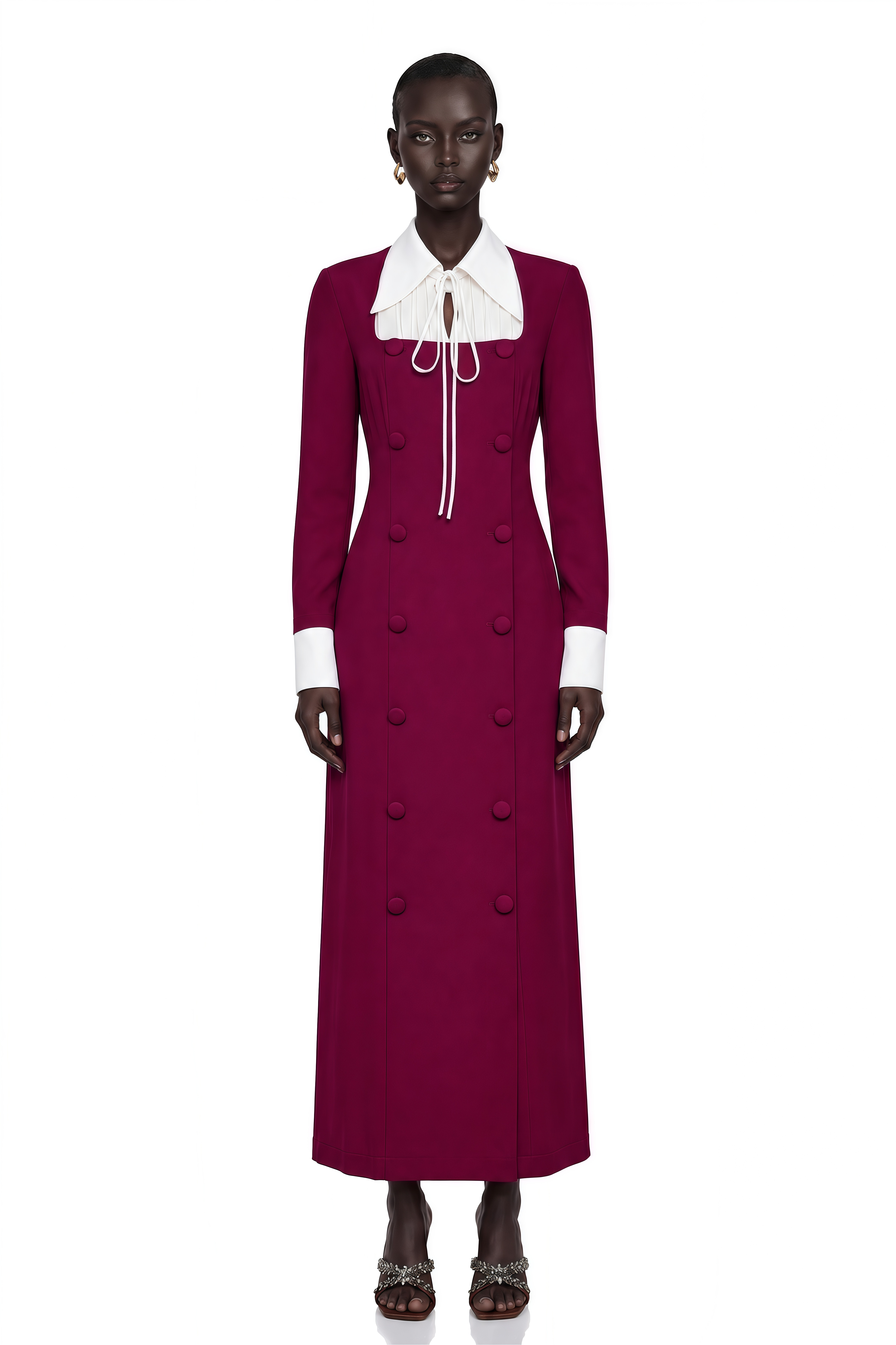 Juniper Purple Long Sleeve Color Block Maxi Dress