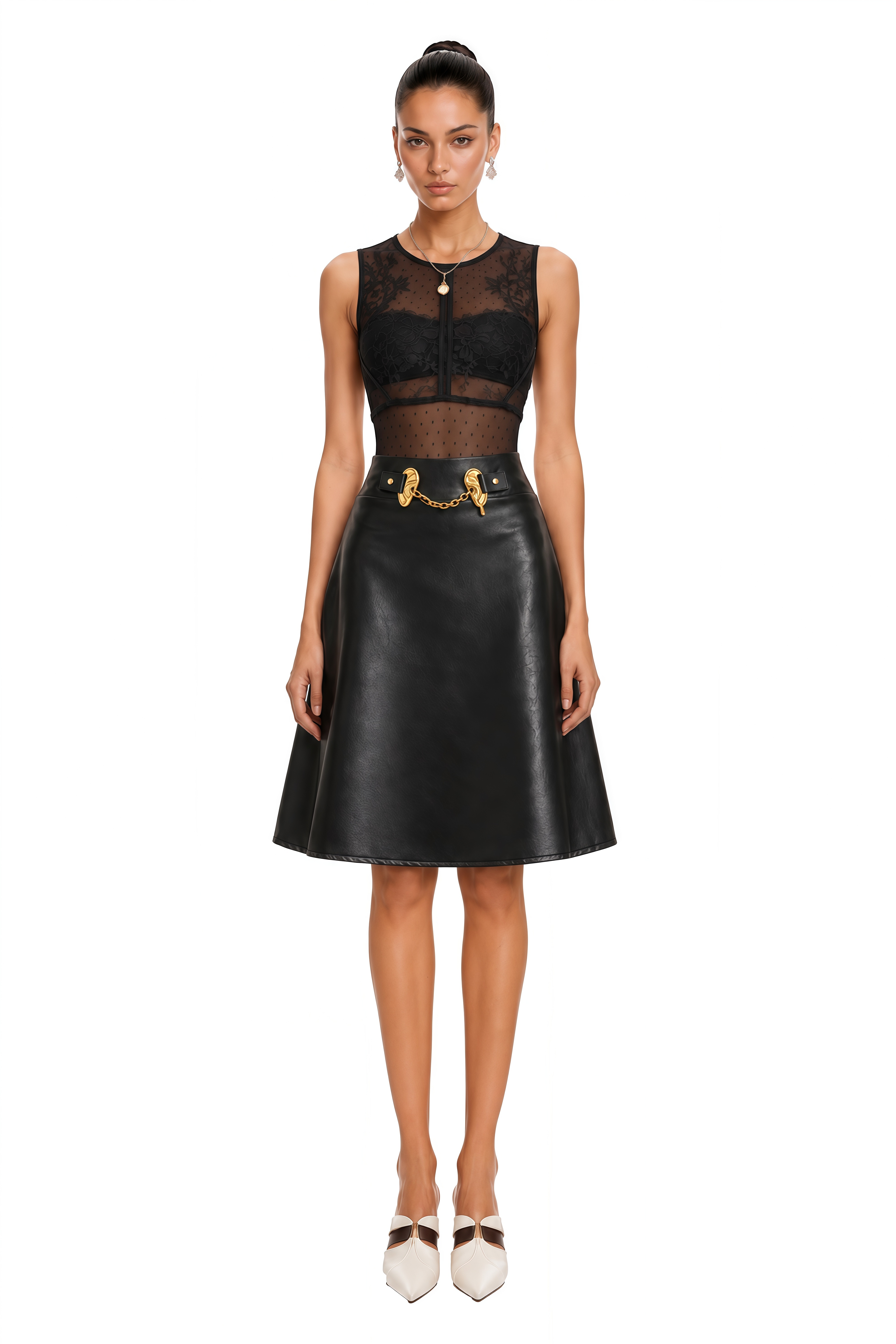 Daneysha Black Chain Link Mini Skirt