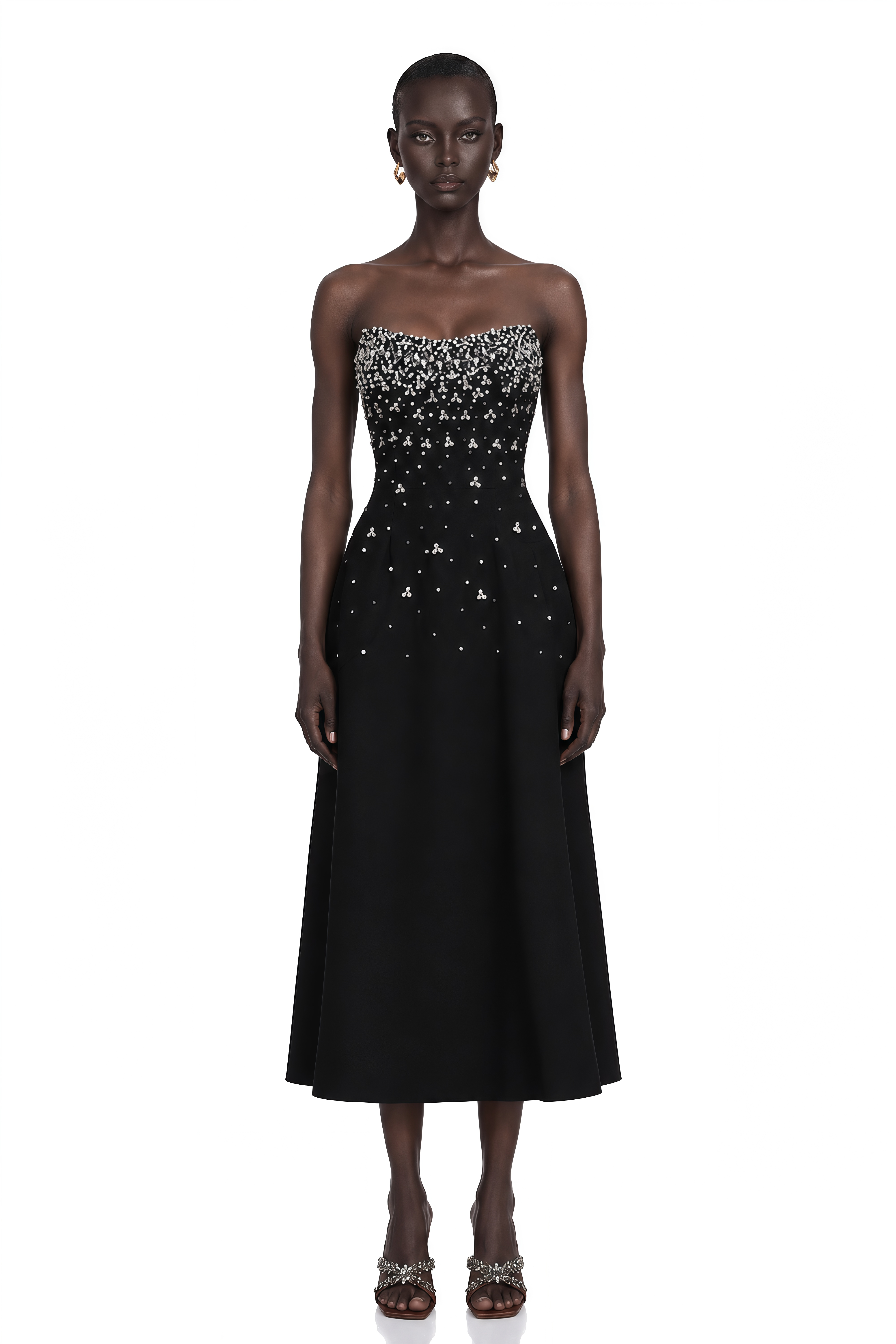 Melisande Black Embellished Maxi Dress
