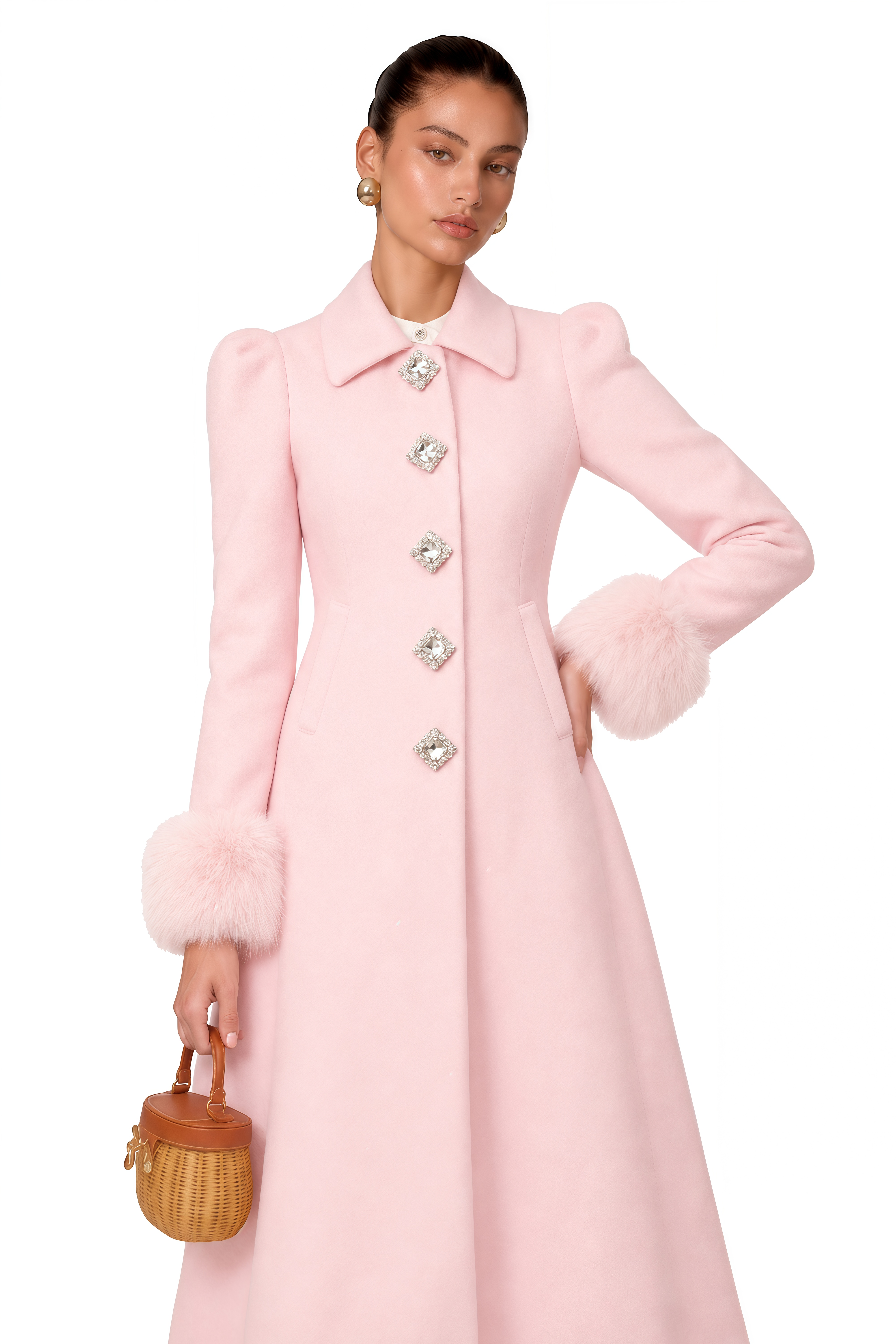 Louisette Pink Faux-Fur Overcoat