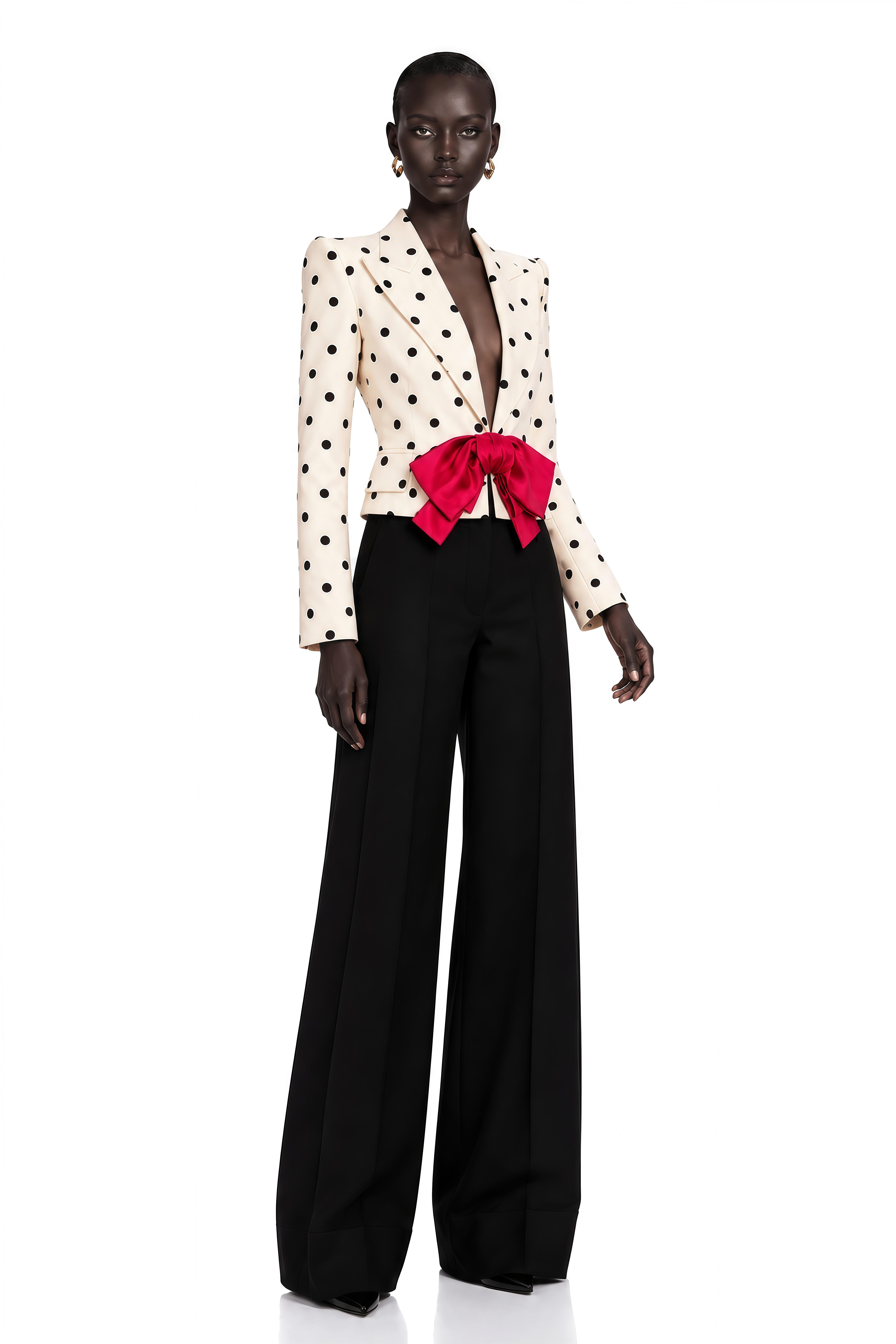 Valentine White Bowknot Polka Dot Short Jacket