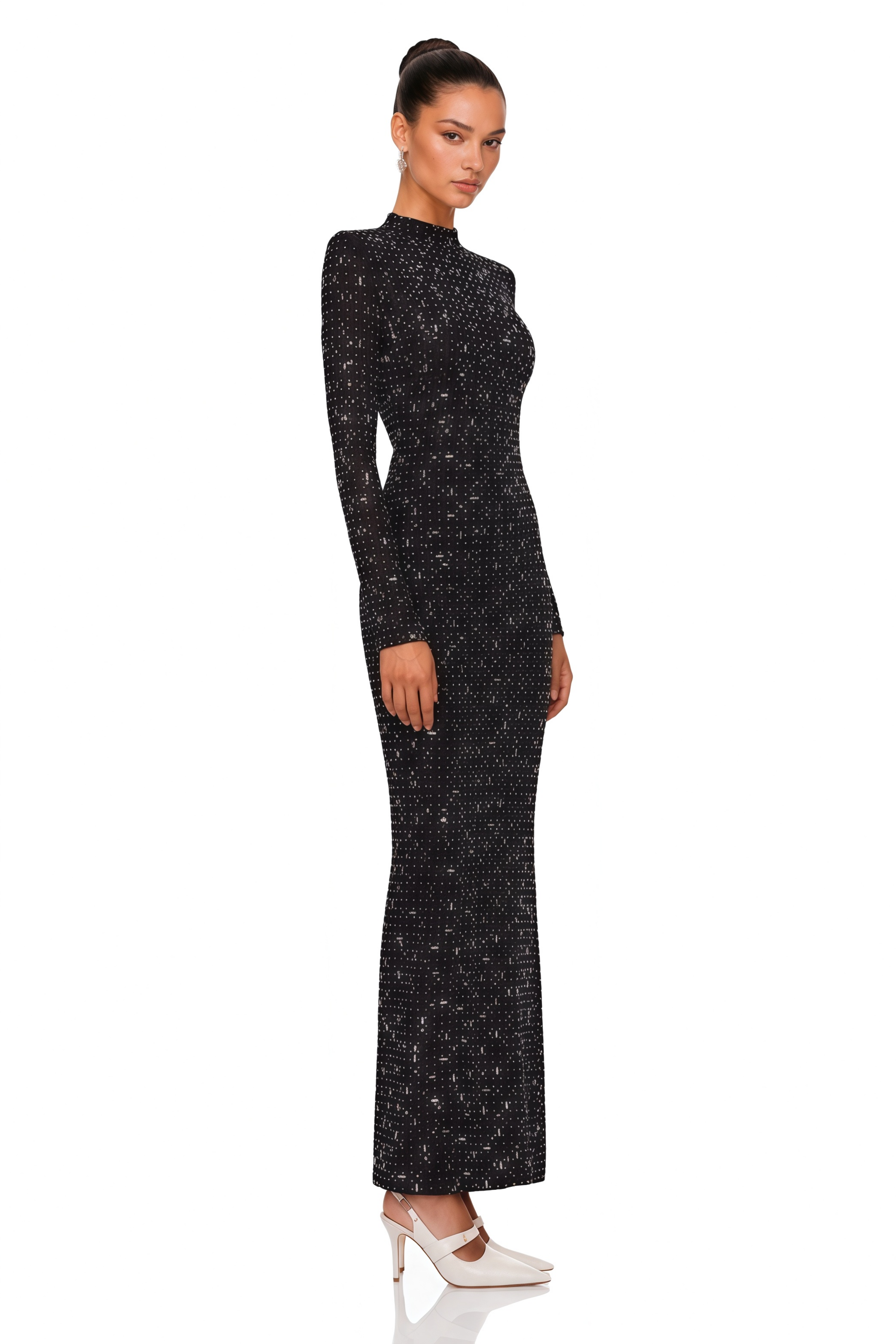 black embellished maxi dress Léna Semi-Sheer Perfect for black tie Retail 6.13 Long Mermaid Dress for Size (Check Size Chart Image):3
