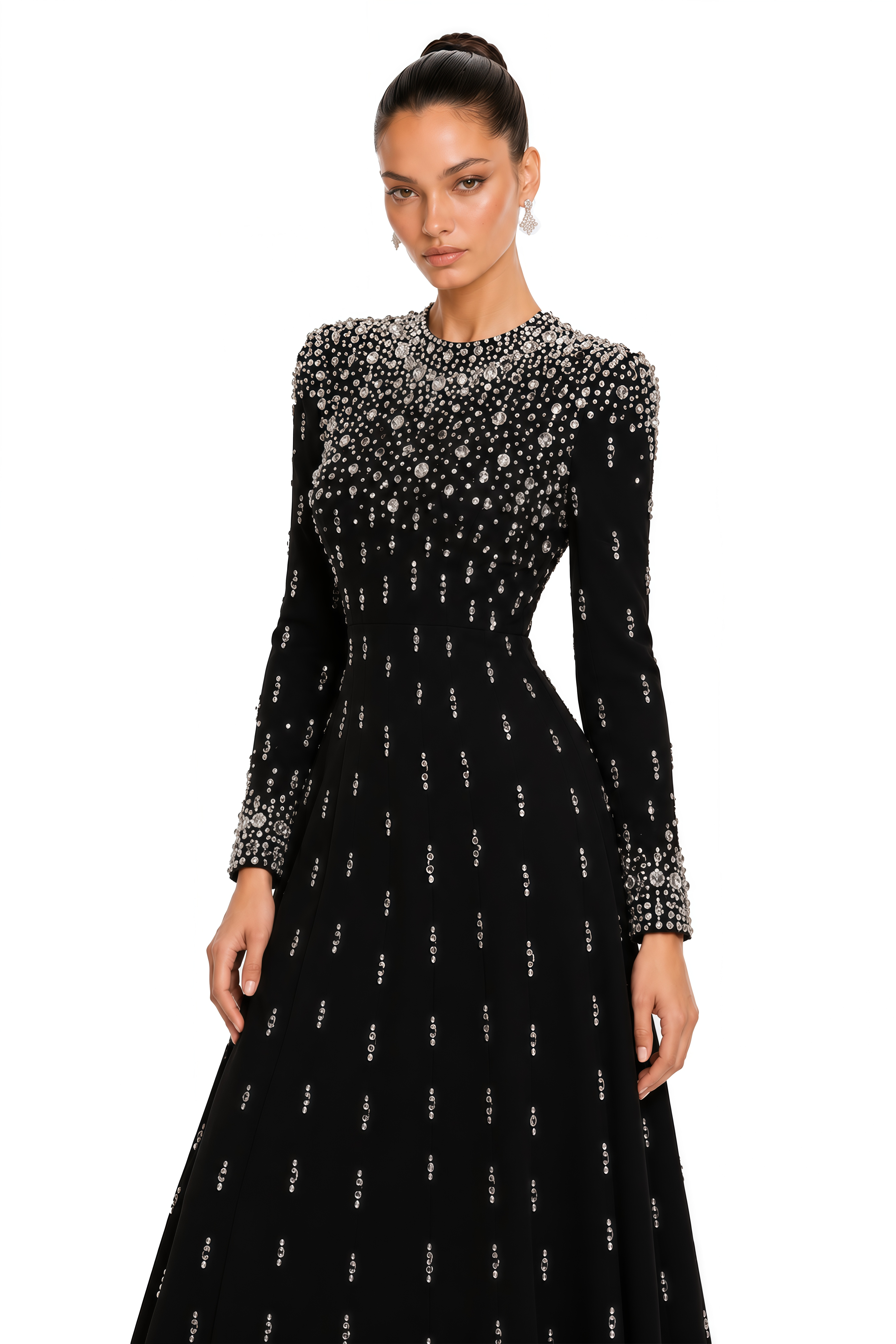 Margarita Black Embellished Maxi Dress