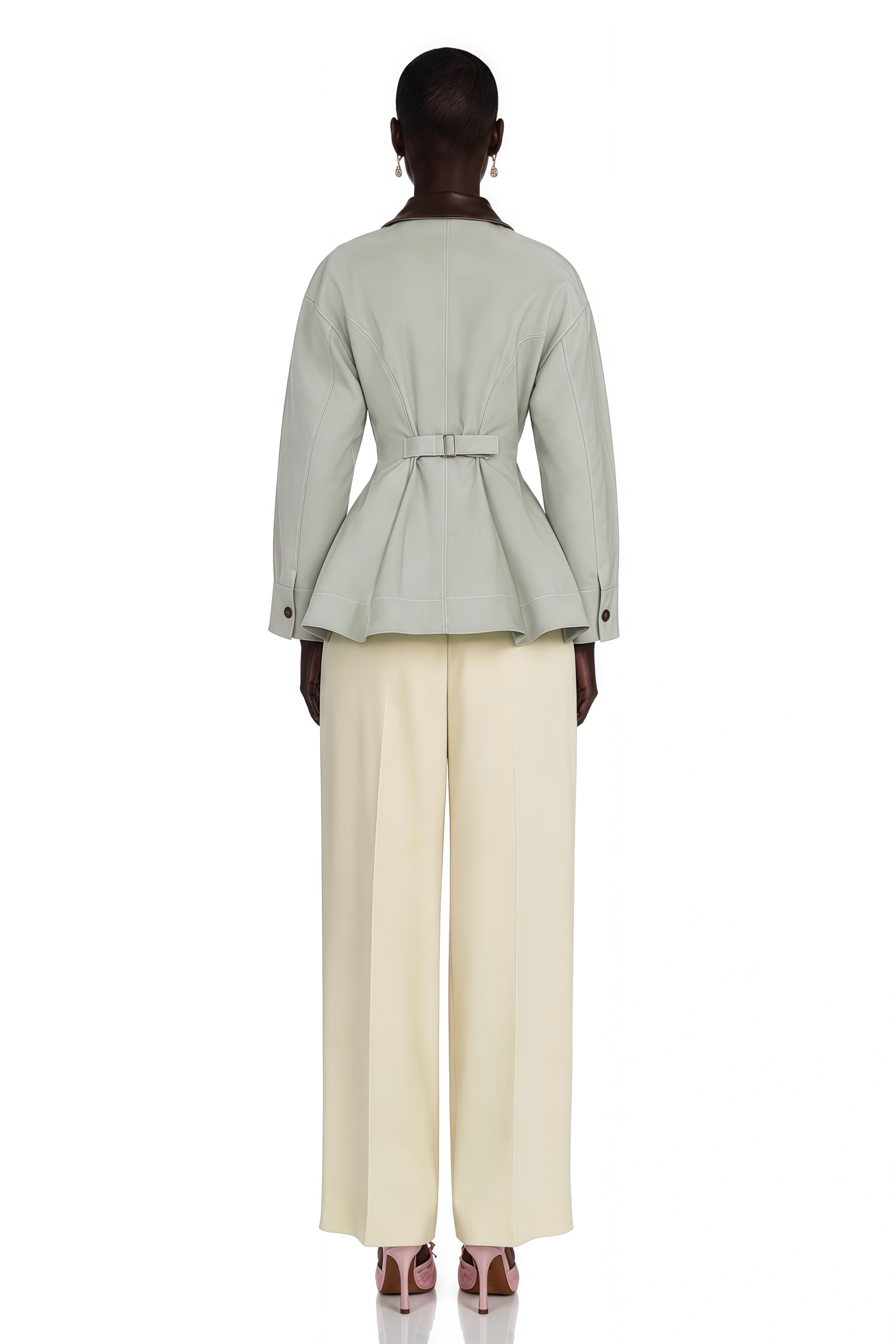 Vilma Grey Leather Collar Hunting Jacket