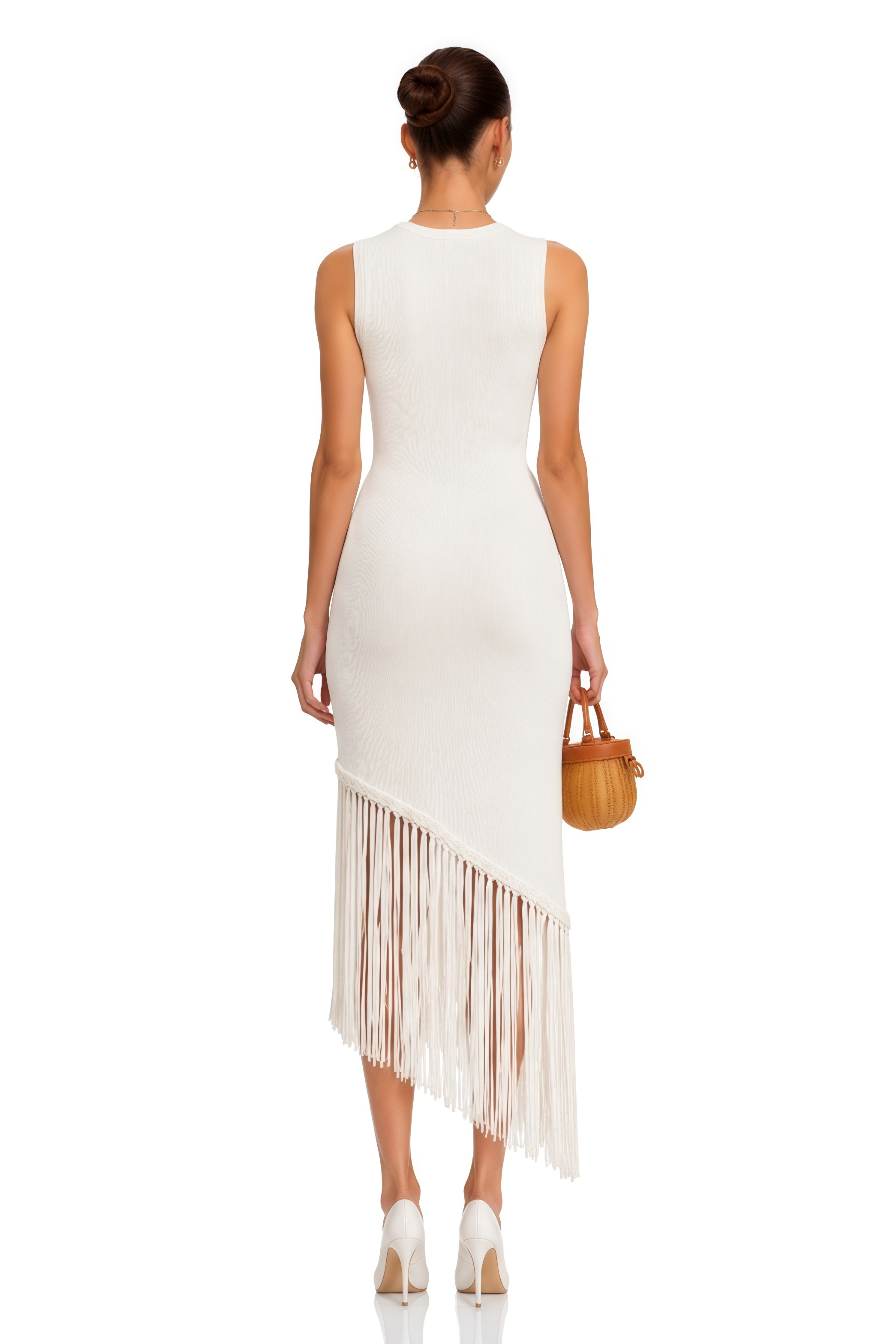 Mélisande white fringed-detail knit maxi dress