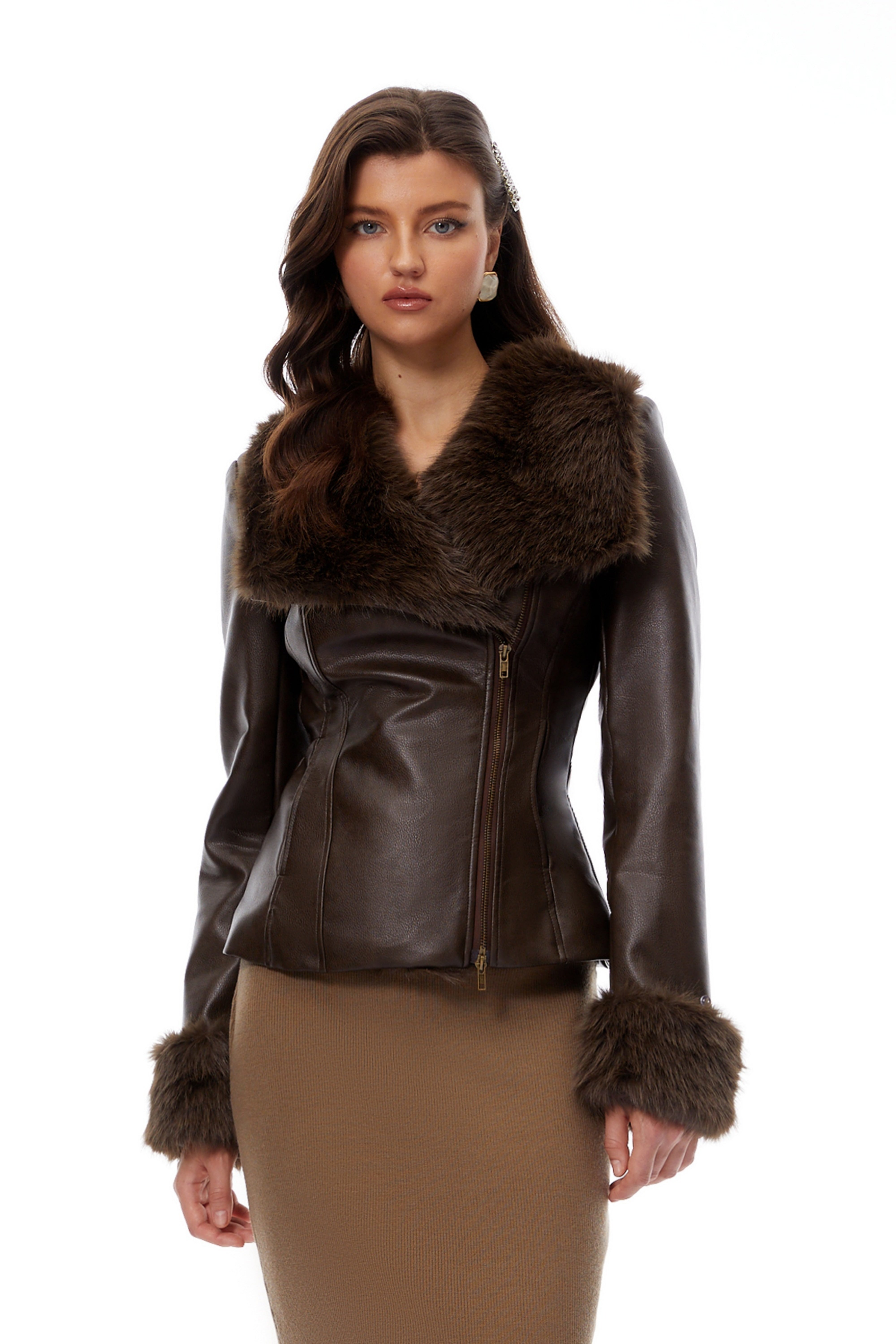 Faux Fur Leather Jacket