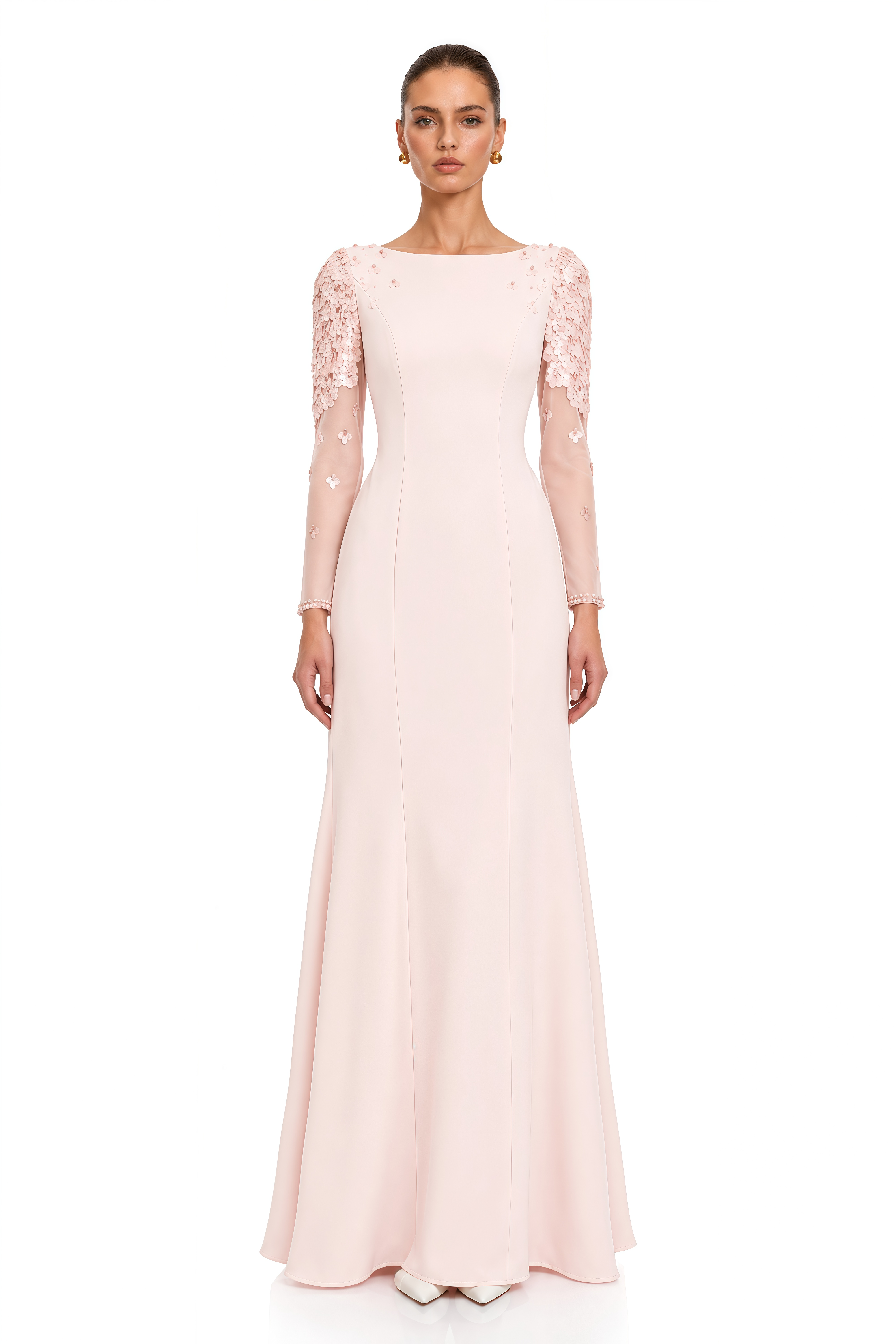 Gunnel Pink Flared Embellished Maxi Gown