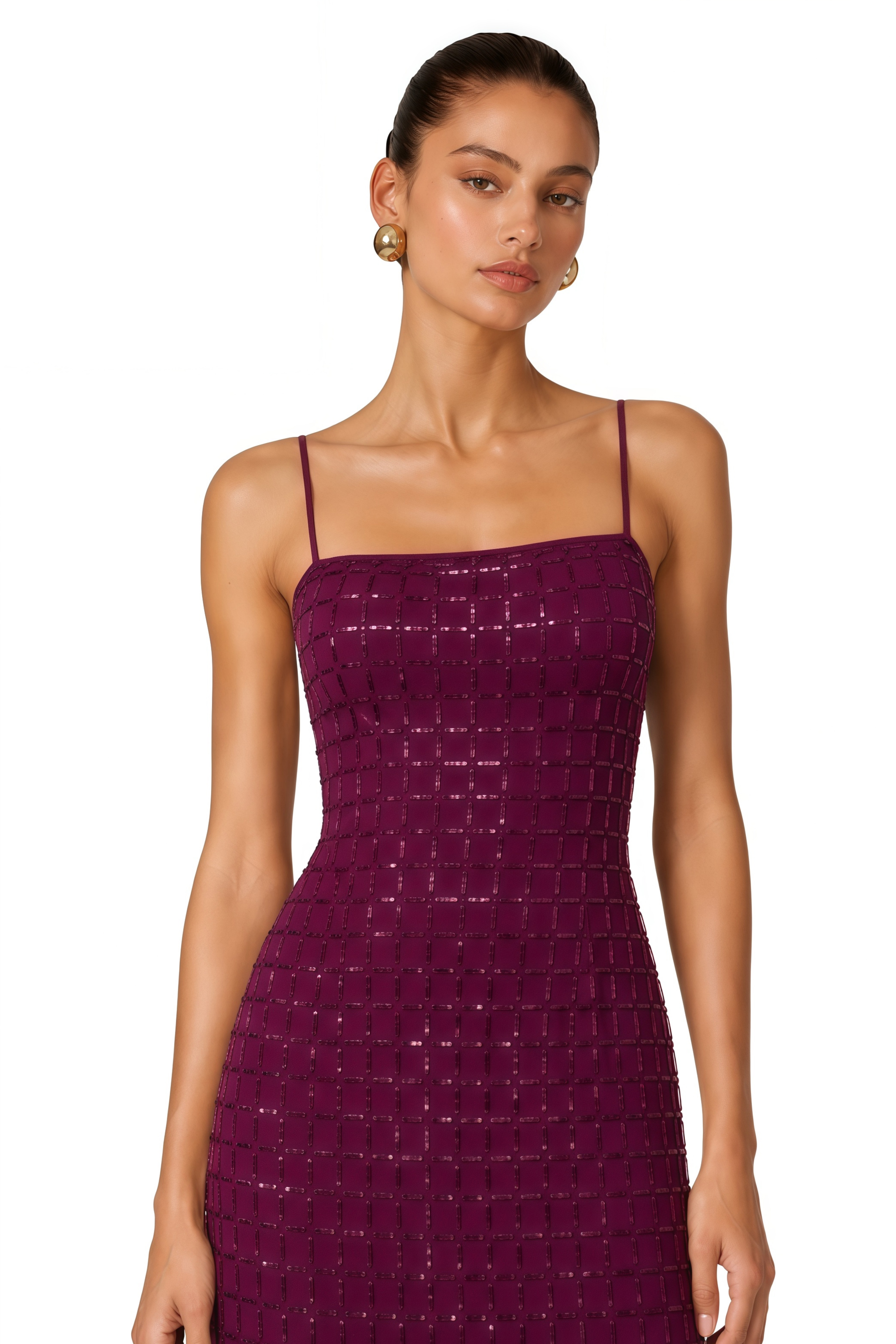 marsha rhinestone bodycon dress in mauve Térébenthine Purple Mesh Maxi Ladies dresses