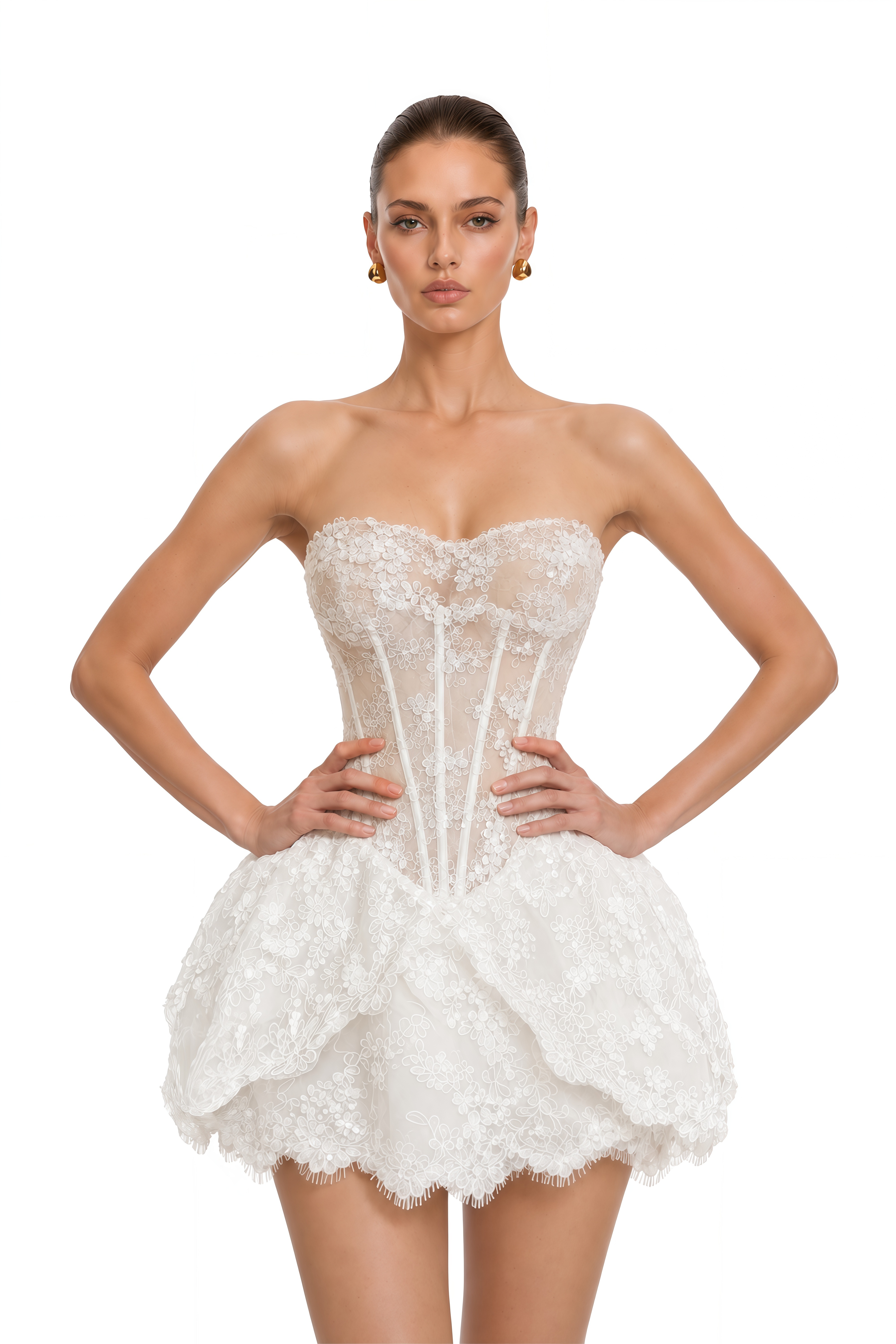 Apolline White Floral Embroidered Mini Dress