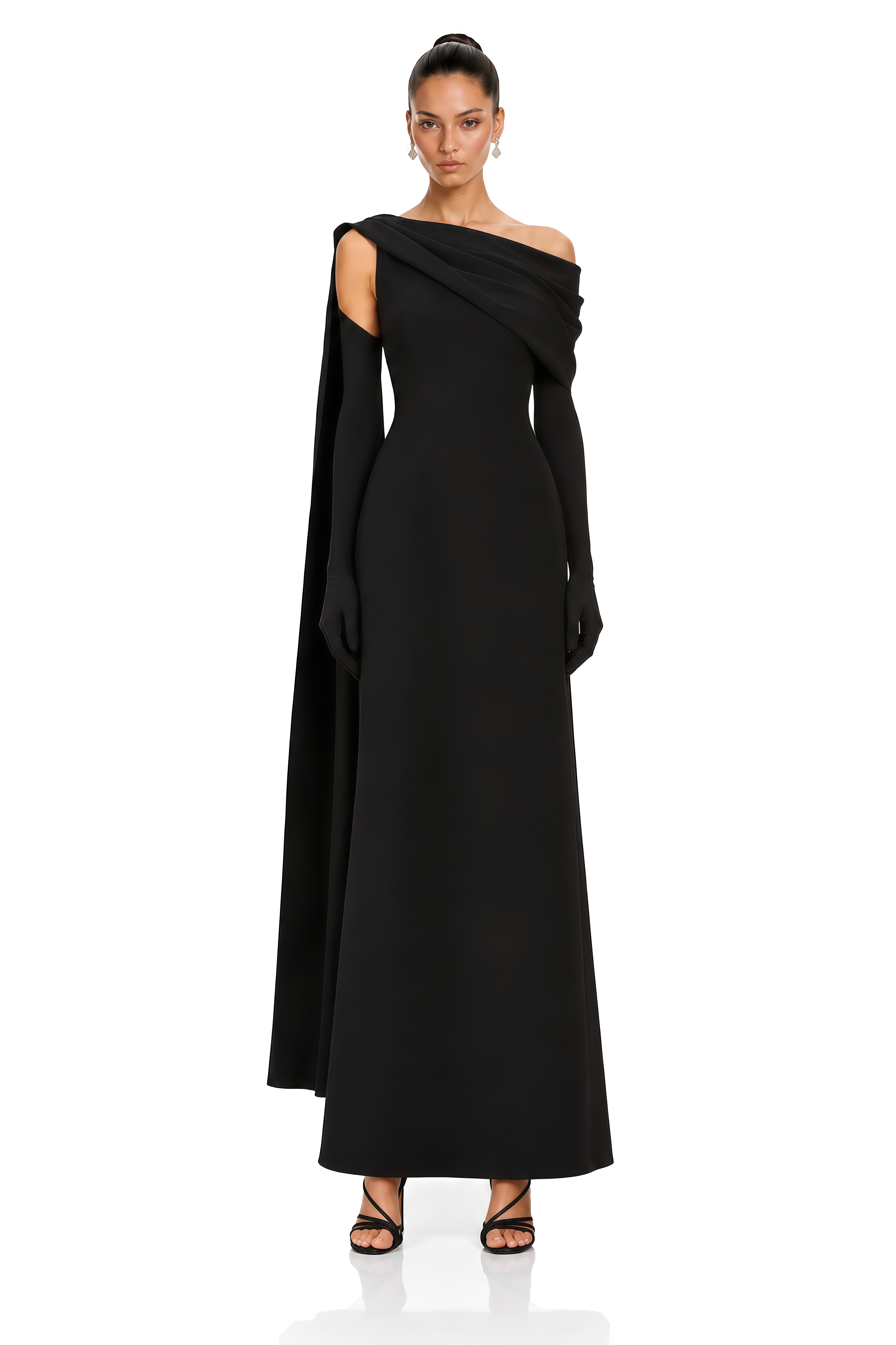 Annabelle Black Cape-Design Ribbon Maxi Dress (Without Gloves) – Miss Rosier