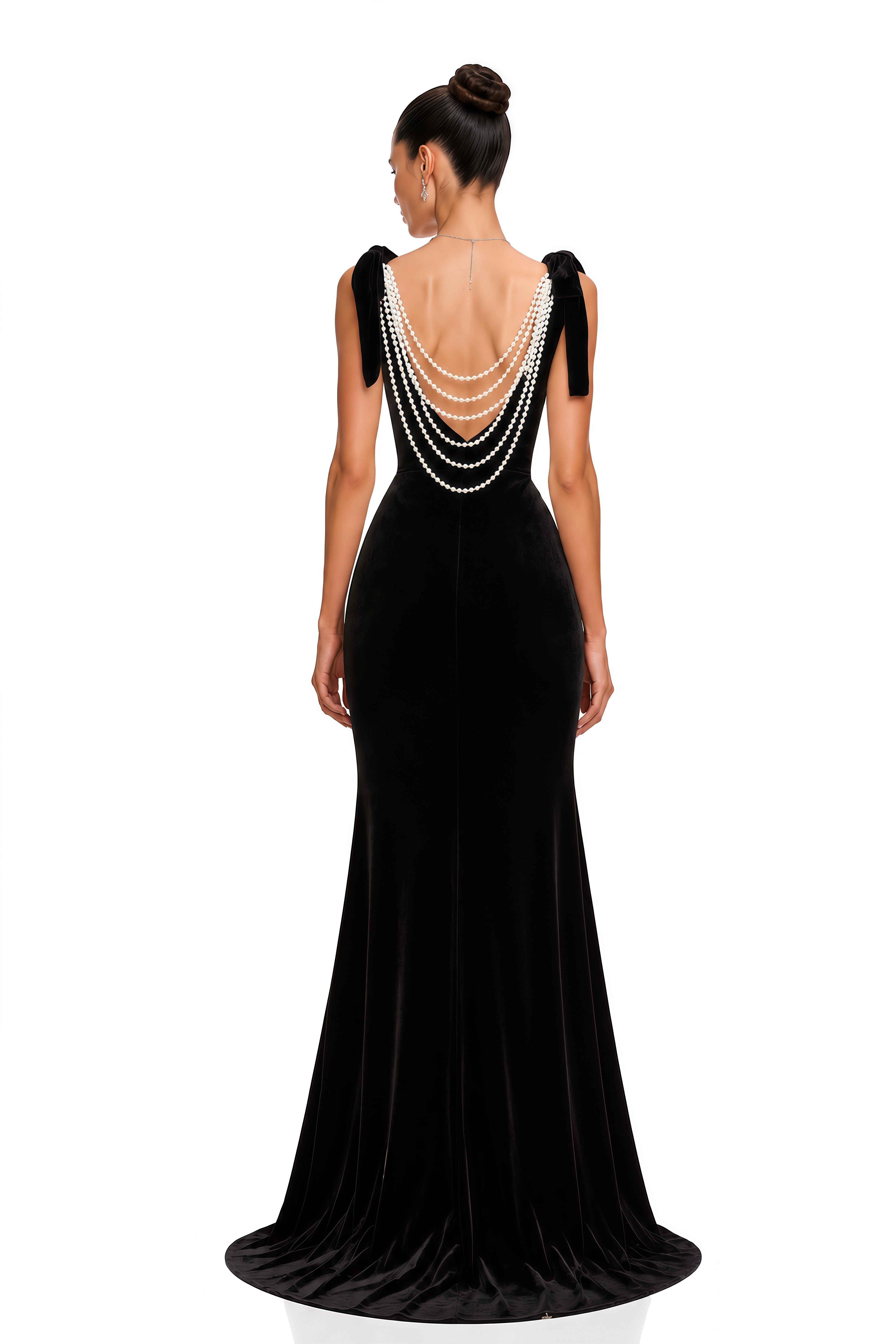 Audrey Embellished Velvet Open-Back Maxi Dress