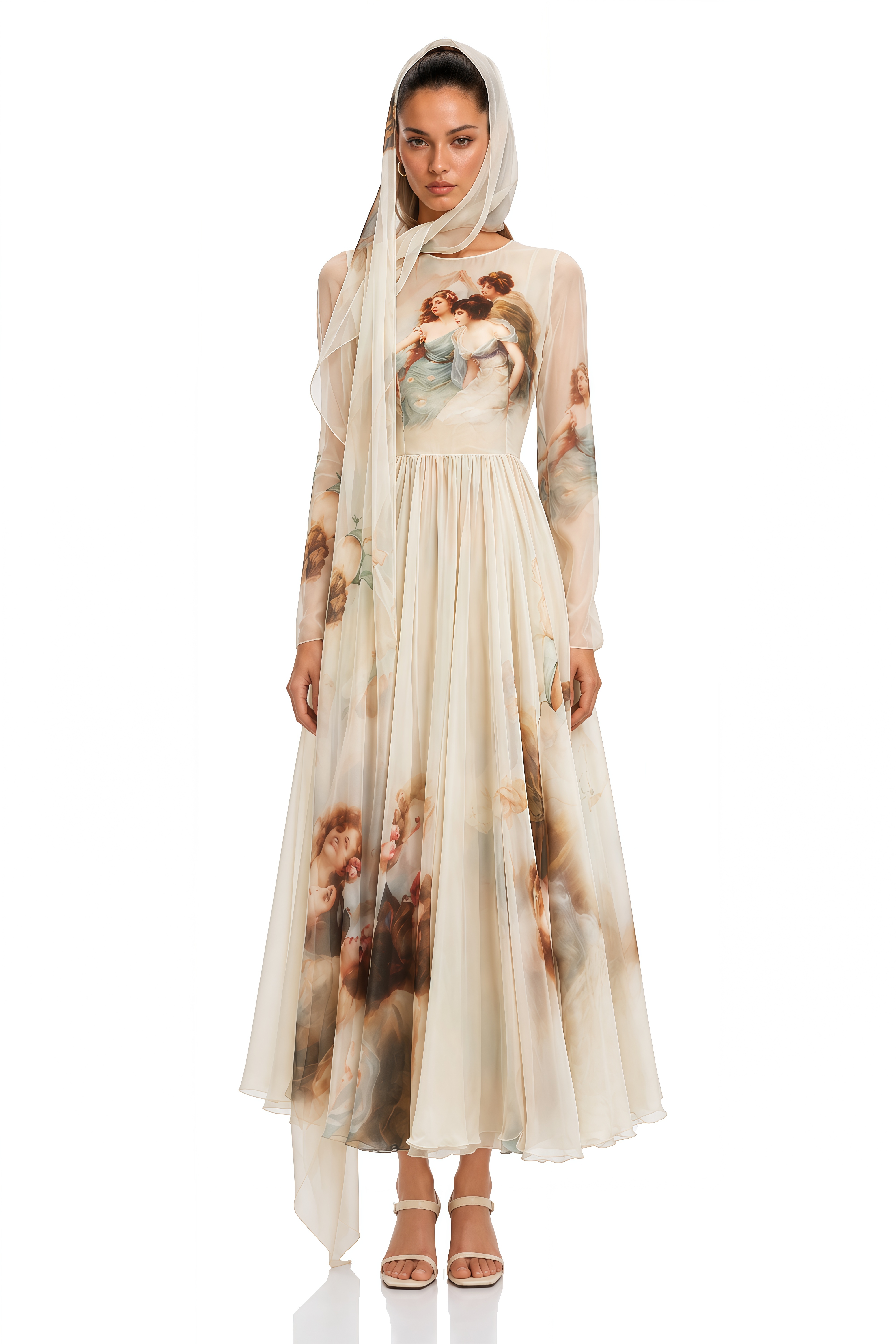 Manon Green Graphic Print Silk Maxi Dress
