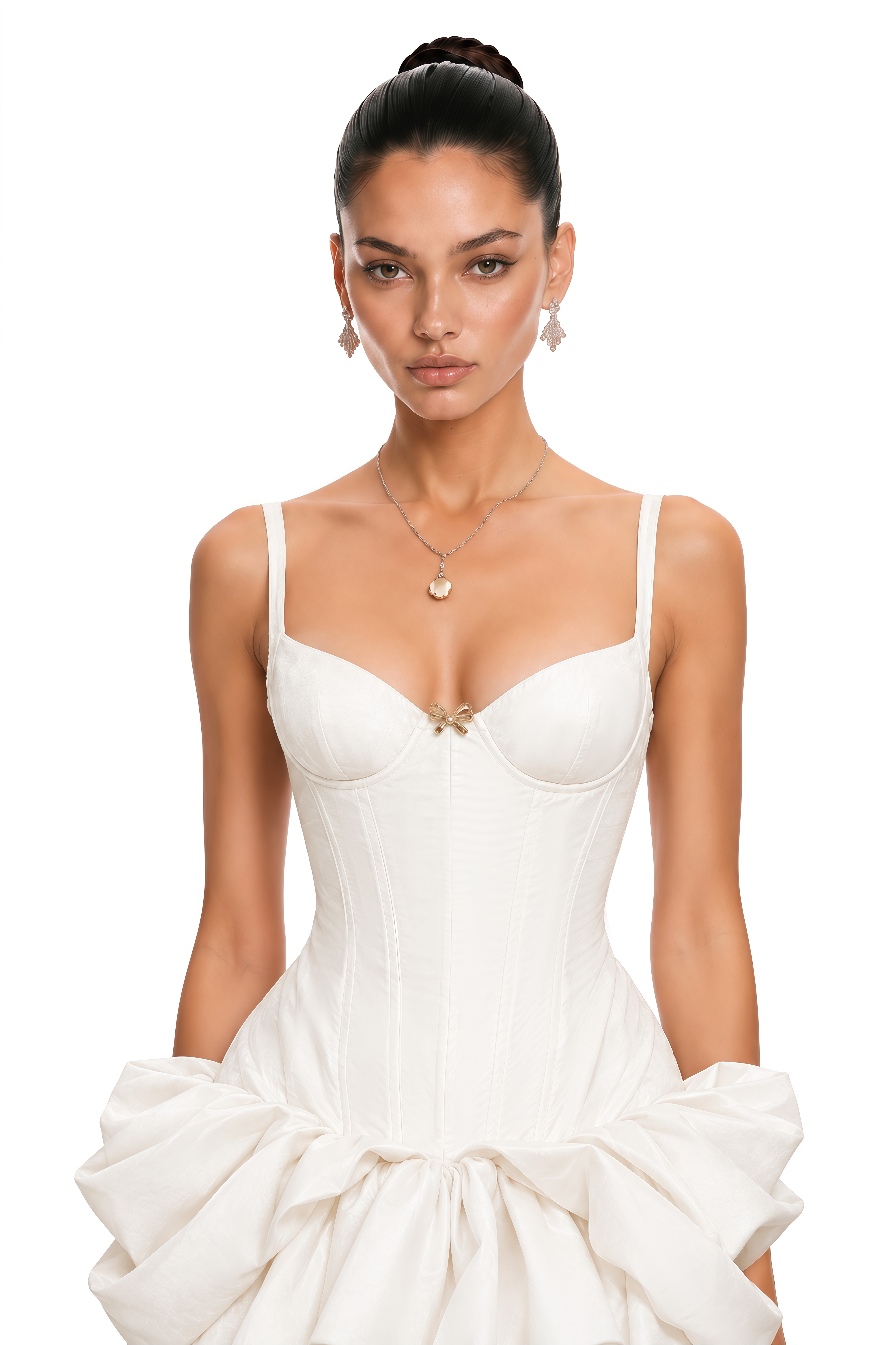 Léana White Ruffled Detail Bustier Mini Dress