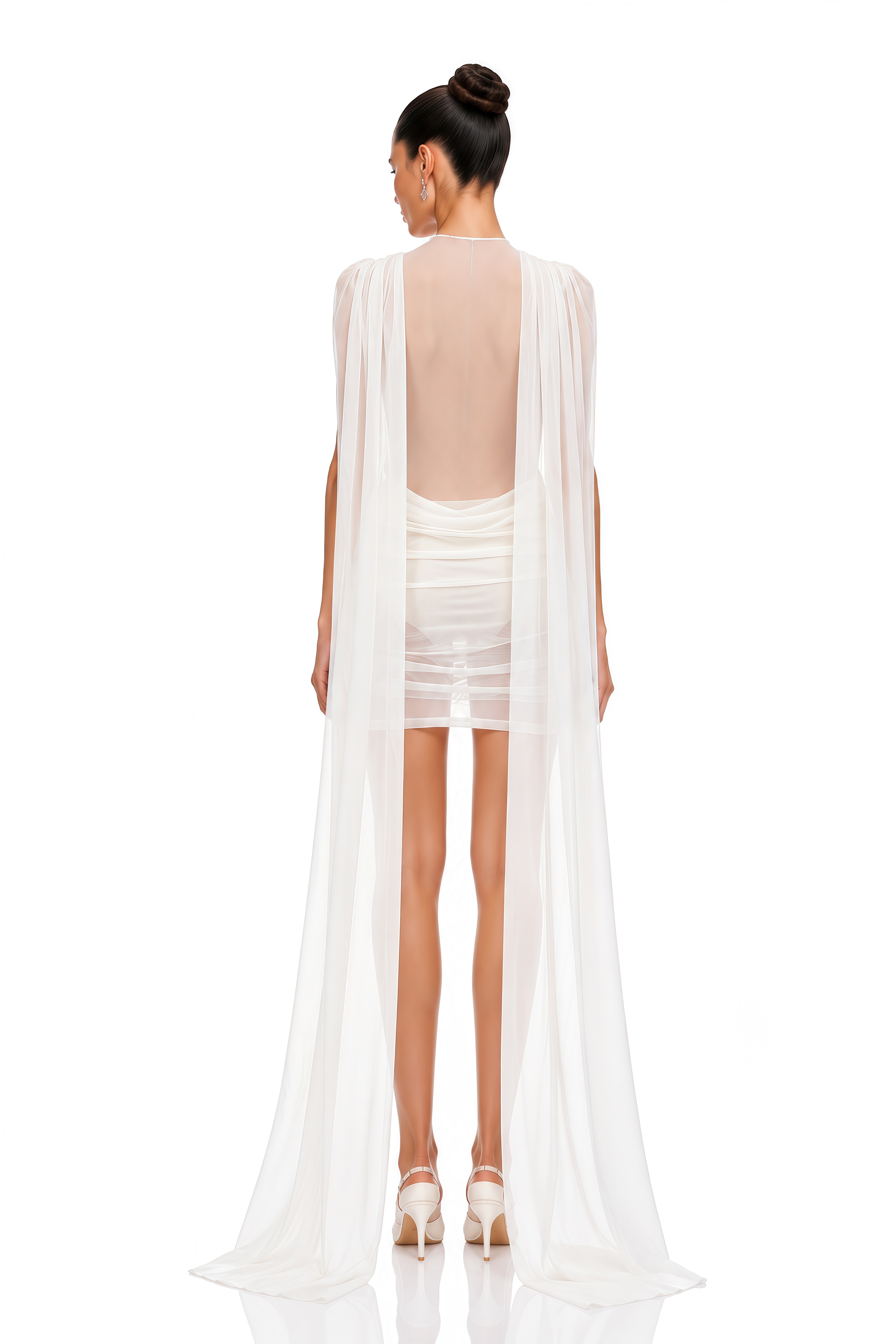 Madeline White Ribbon Sheer Mini Dress