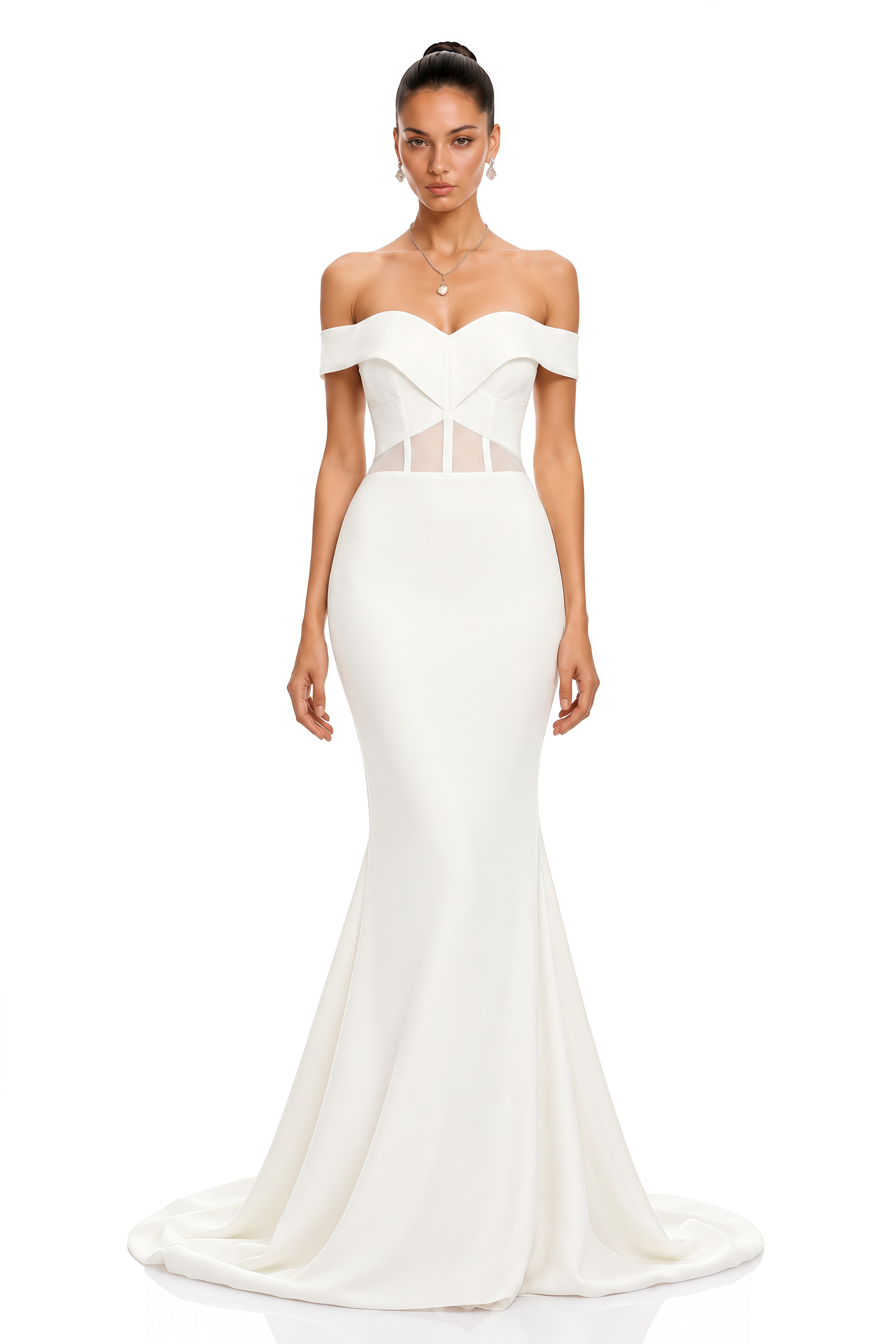 Ingrid White Off Shoulder Mermaid Maxi Dress